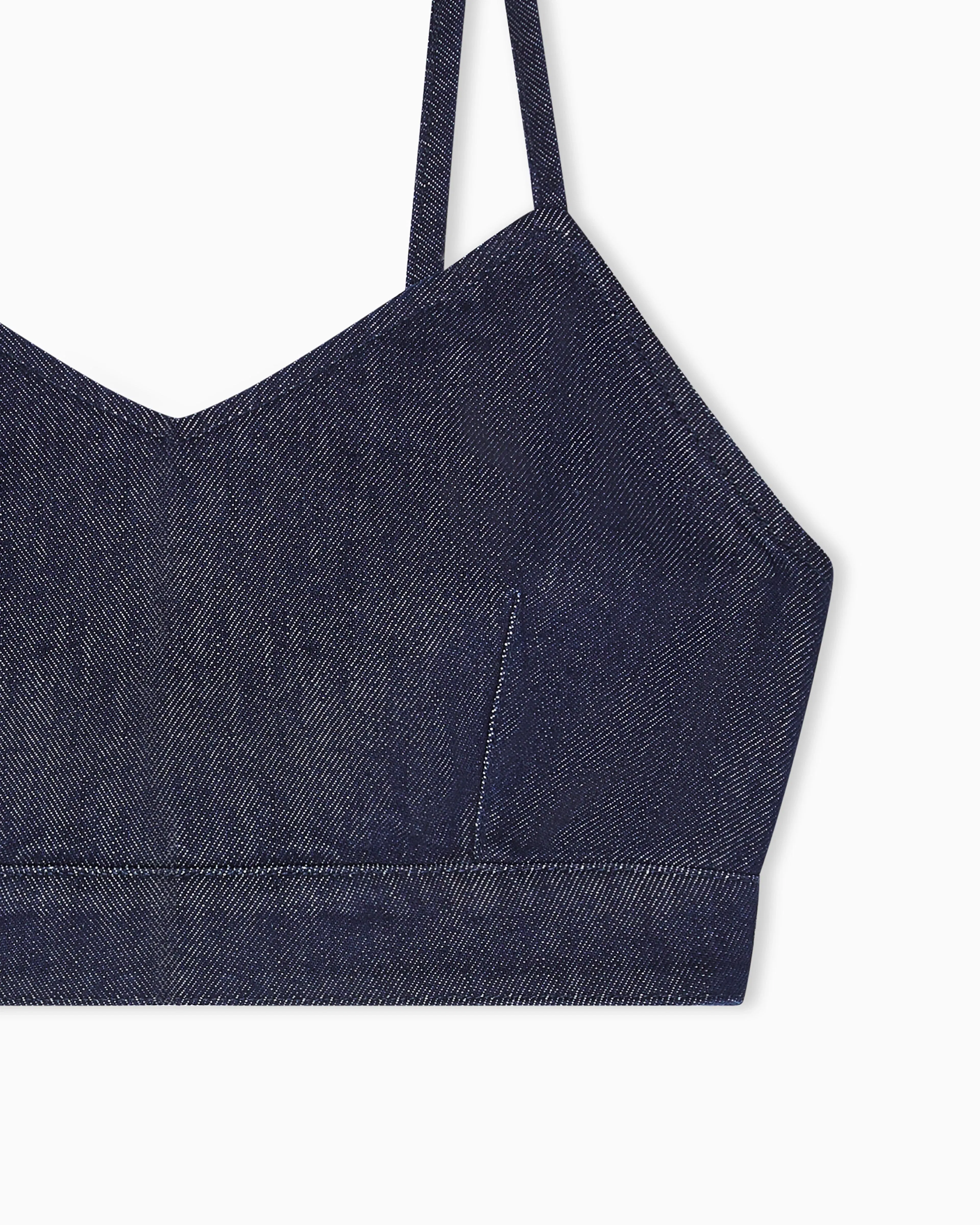 Emporio Armani 11 oz denim top with gold buttons