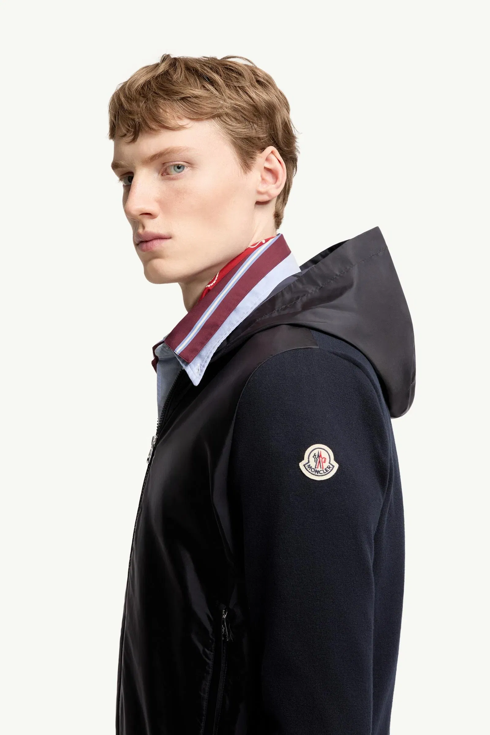 Moncler Cotton Blend Zip-Up Hoodie Navy Blue Navy Blue