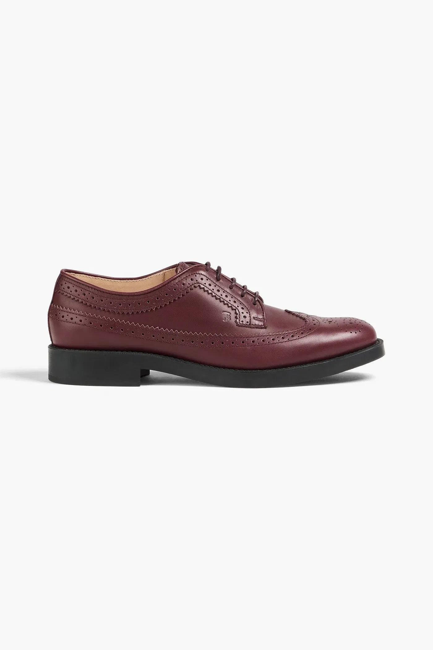 Tod's Perforated Leather Brogues Burgundy Women's