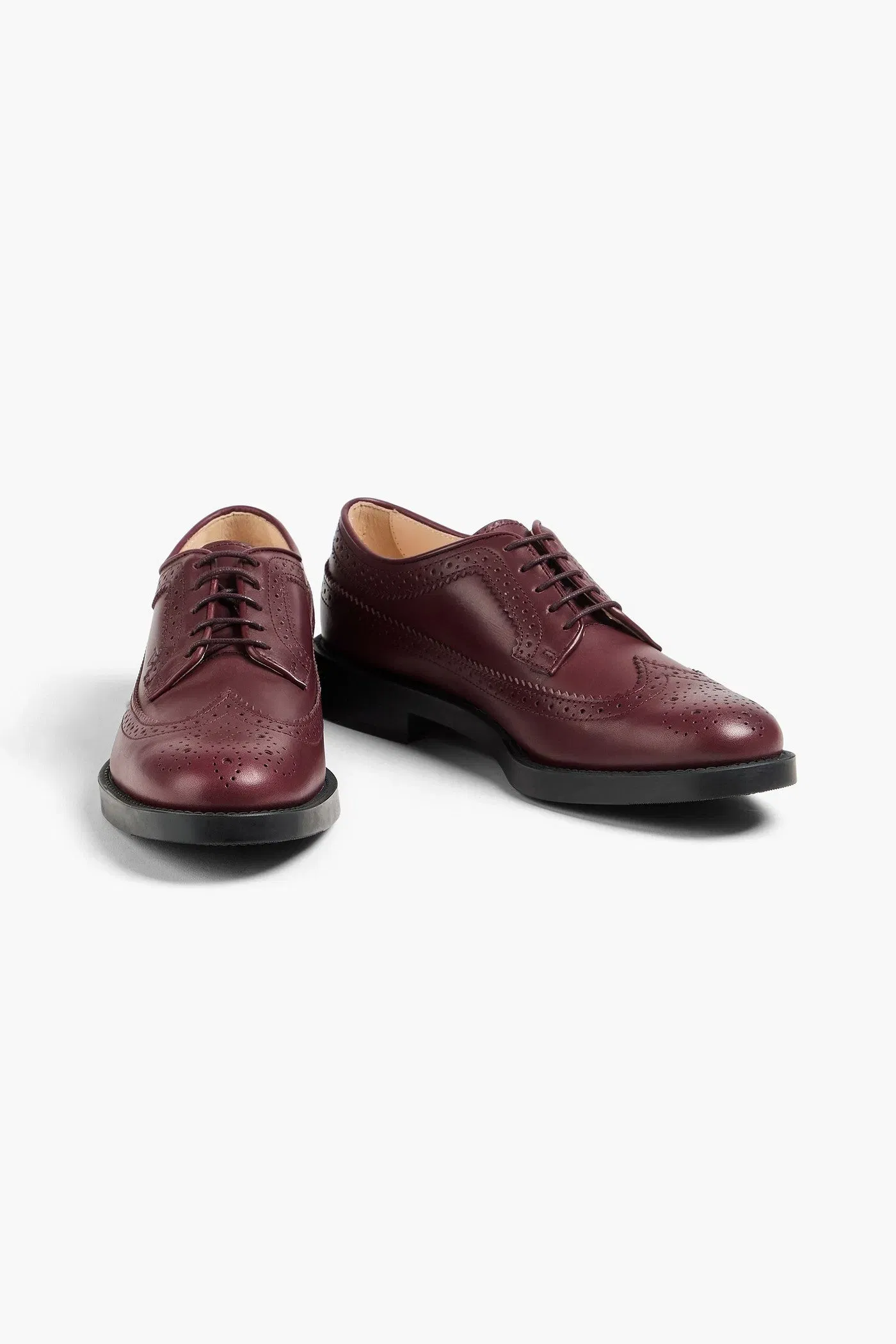 Tod's Perforated Leather Brogues Burgundy Women's