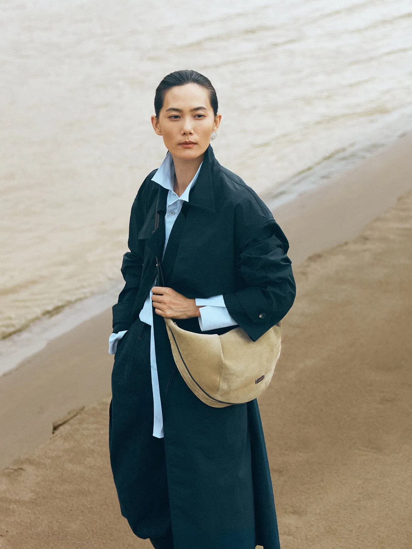 Songmont Large Luna Hobo Bag Dune Suede