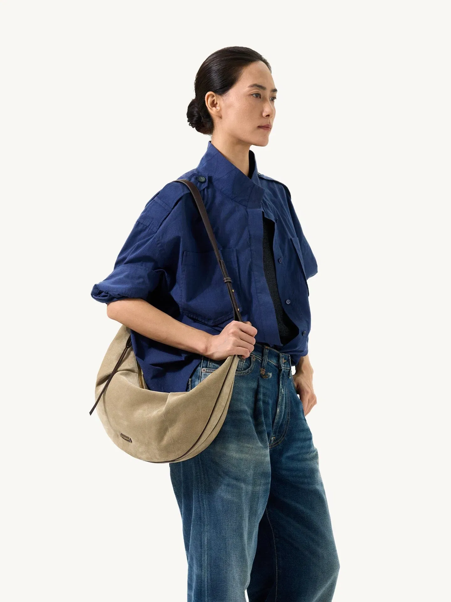 Songmont Large Luna Hobo Bag Dune Suede