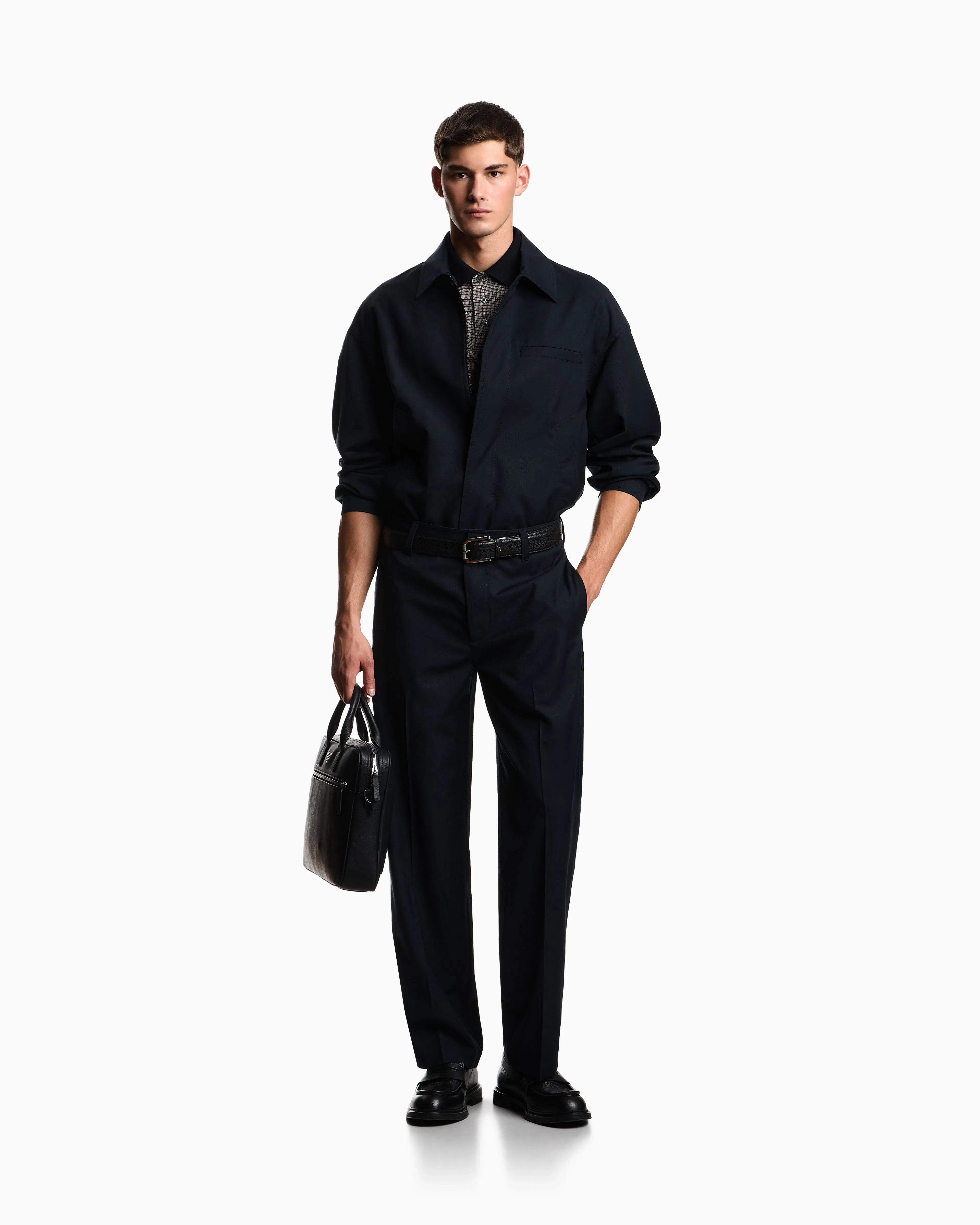 Emporio Armani Lyocell-blend jersey polo shirt with all-over micro-pattern print