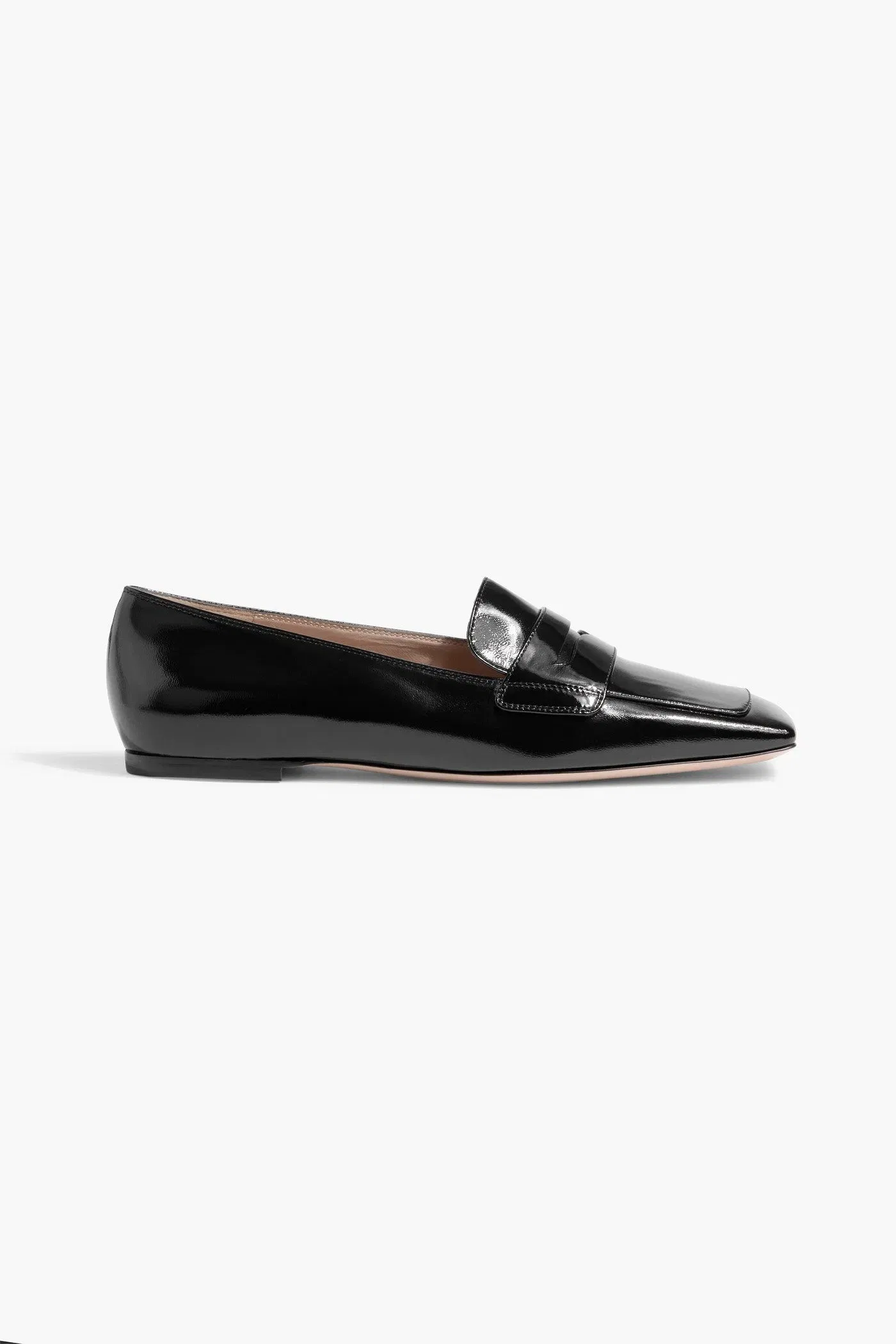 Gianvito Rossi Christina 05 Glossed-Leather Loafers Black Women's