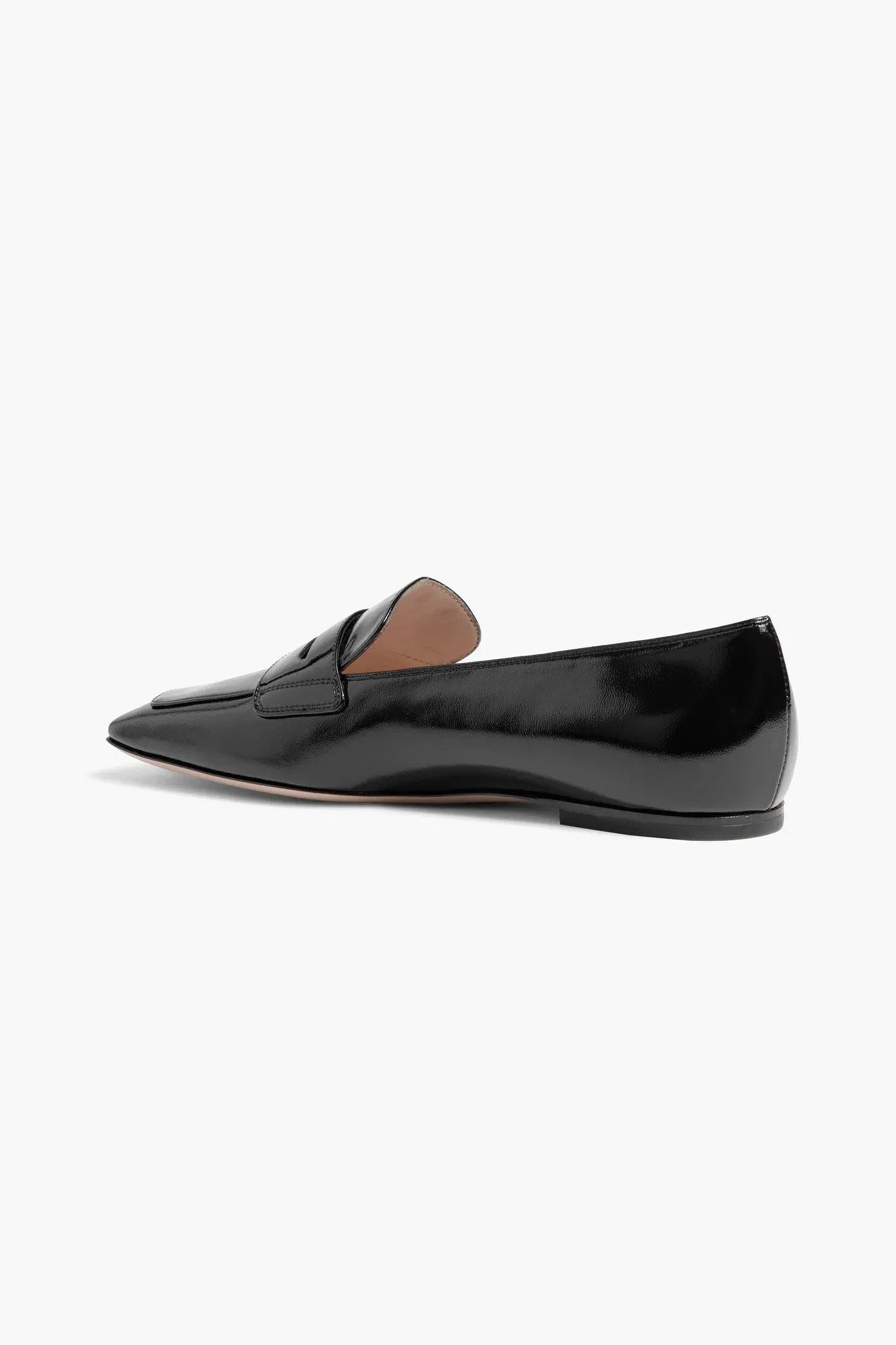 Gianvito Rossi Christina 05 Glossed-Leather Loafers Black Women's