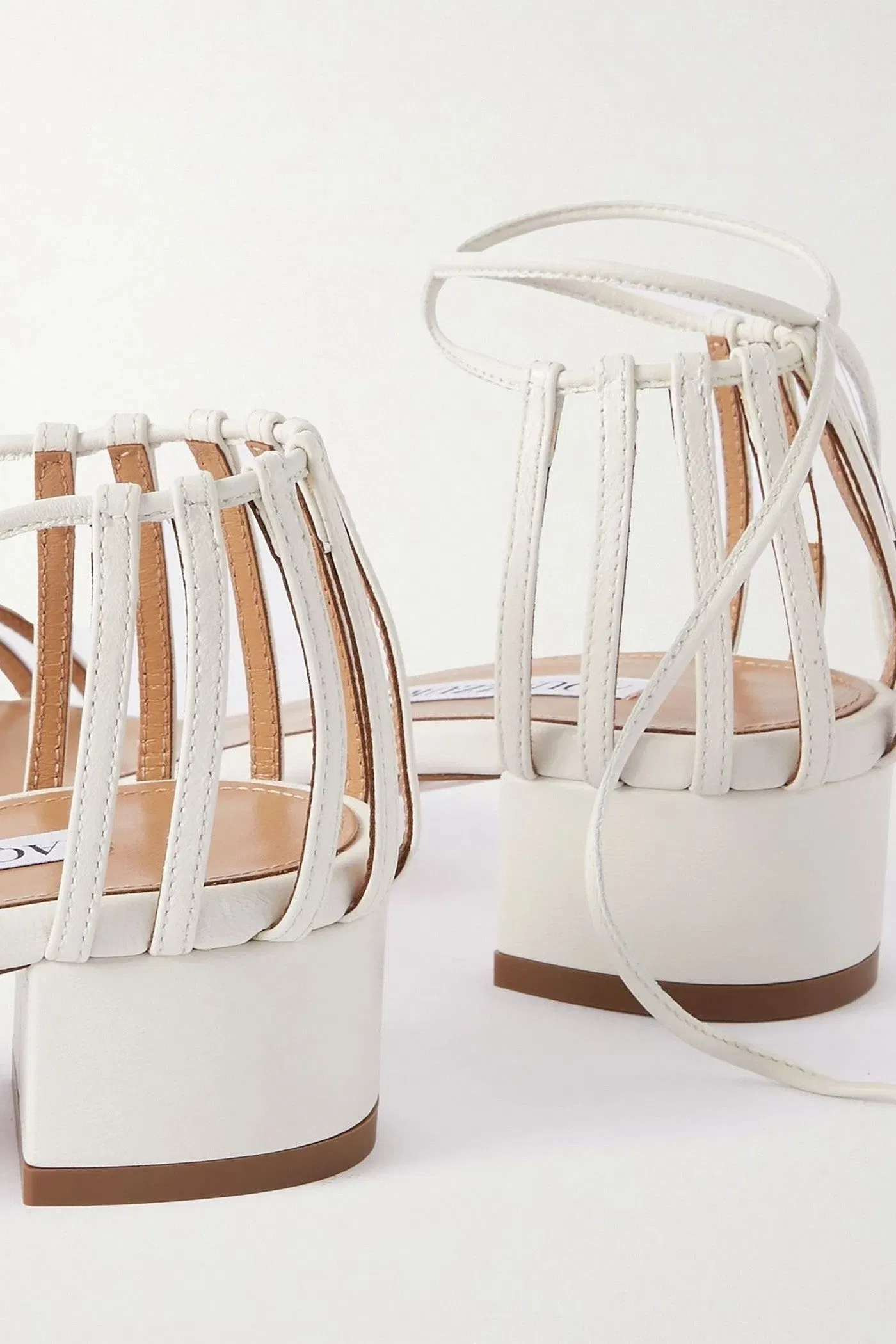 Aquazzura Straight To Heaven Leather Sandals White Women's