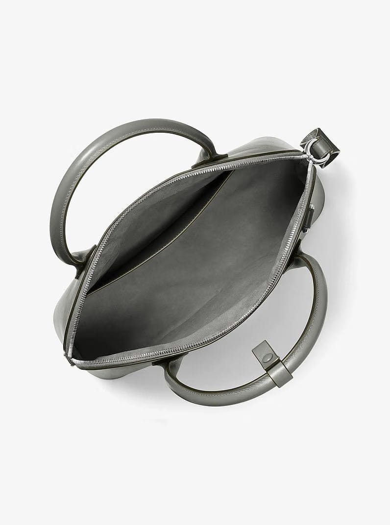 Michael Kors Kaitlin Large Leather Dome Satchel Pewter