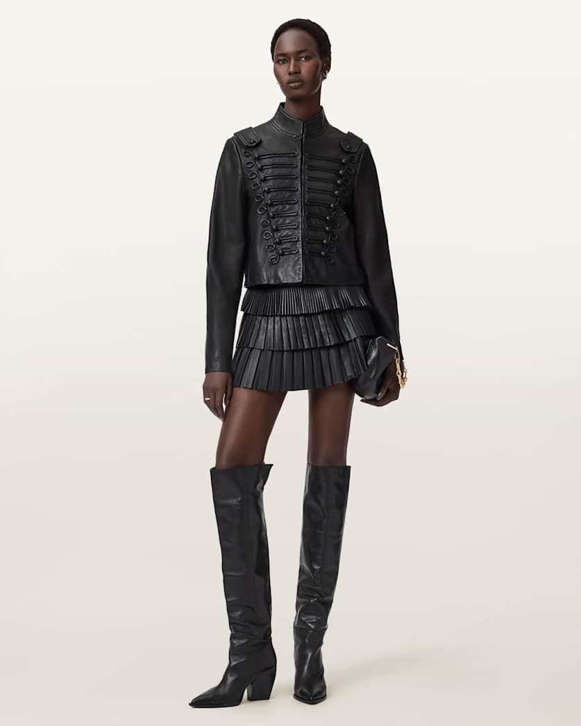 AllSaints Rummy Cropped Leather Jacket Women's Black Women's