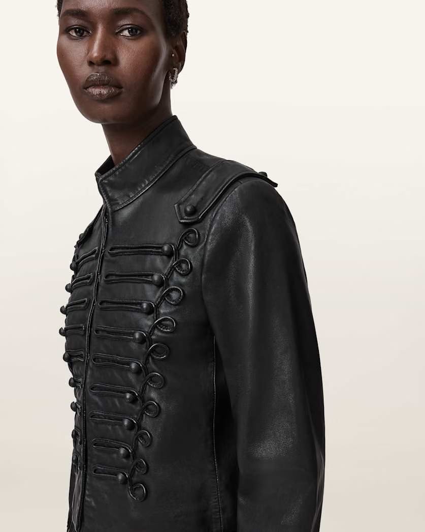 AllSaints Rummy Cropped Leather Jacket Women's Black Women's