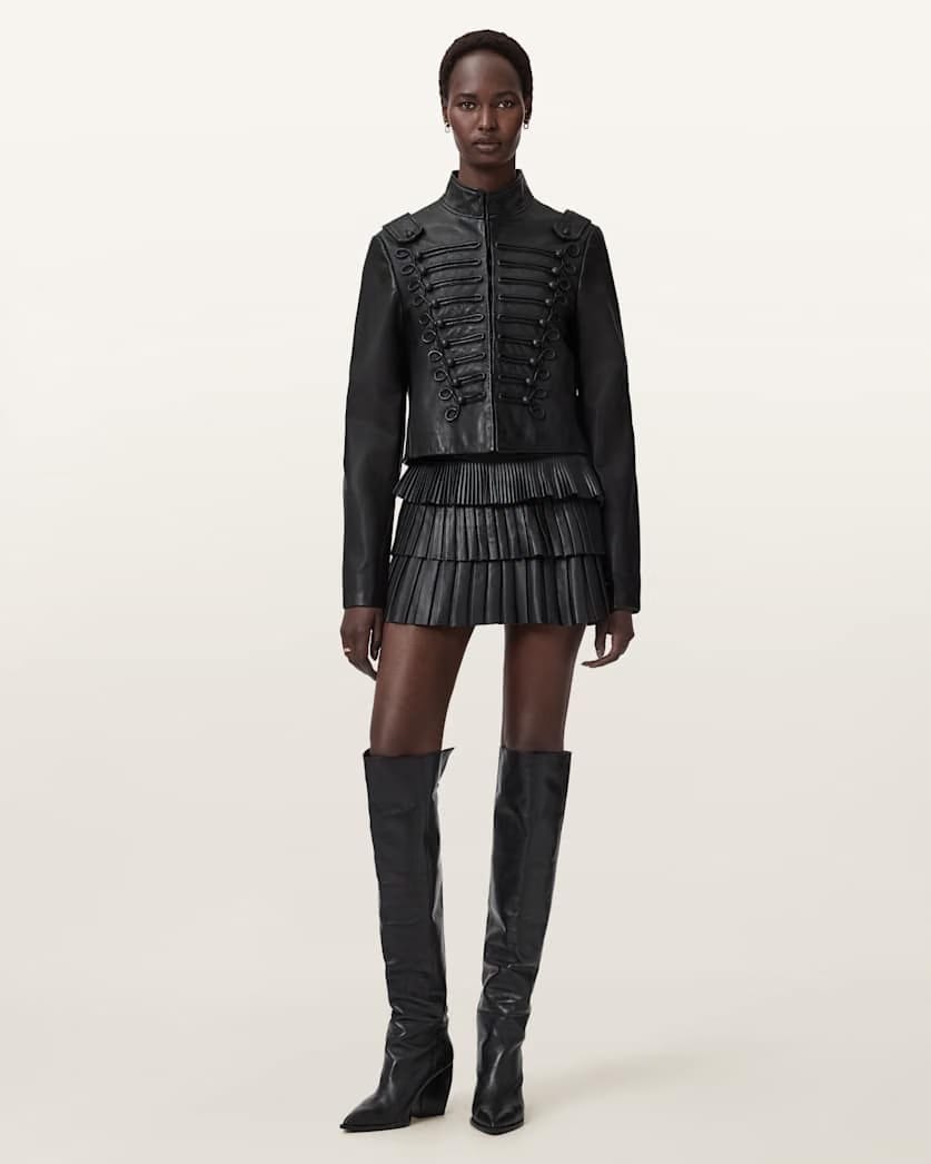 AllSaints Rummy Cropped Leather Jacket Women's Black Women's