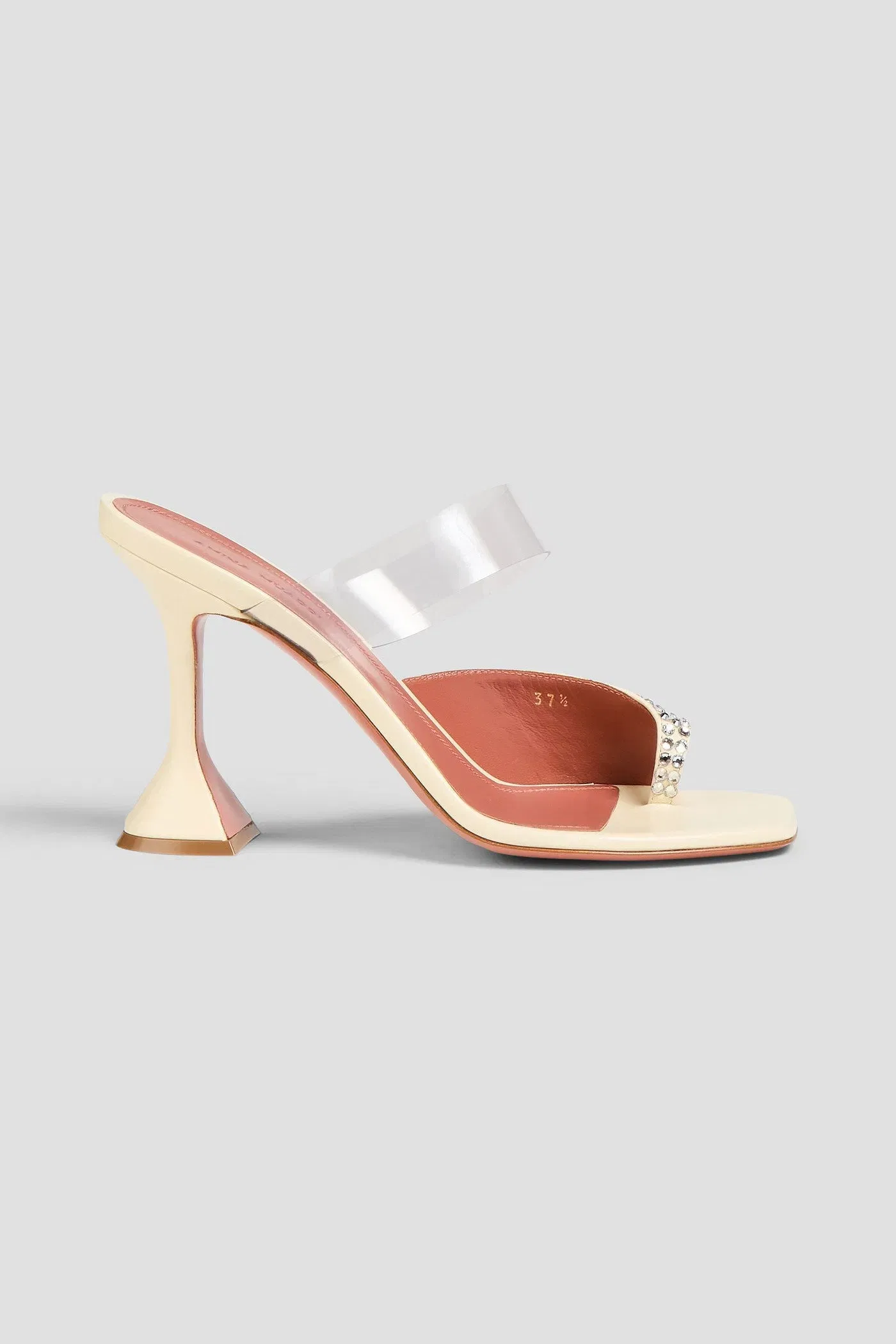 Amina Muaddi Paloma Crystal-Embellished Satin And Pvc Mules Ivory Women's