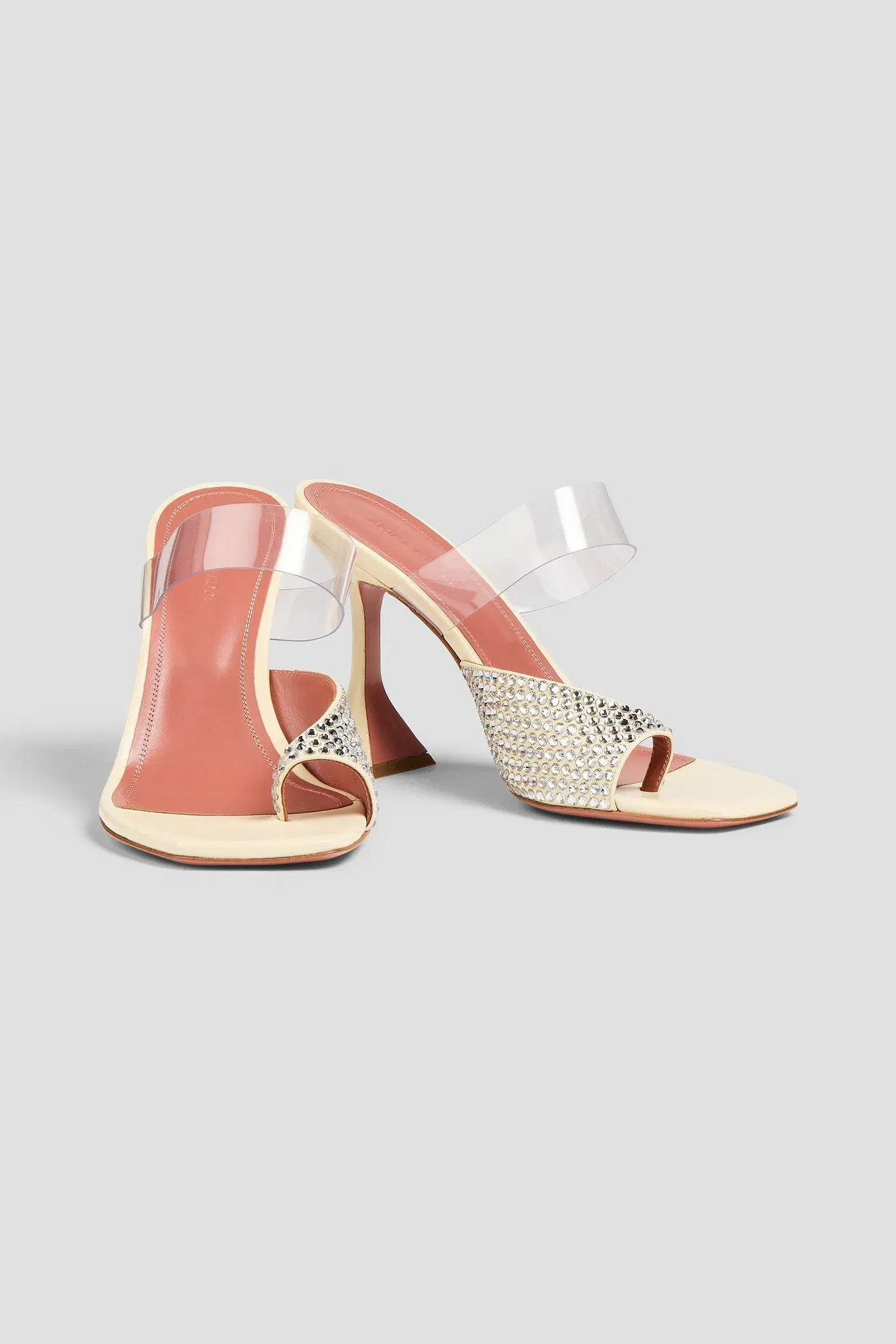Amina Muaddi Paloma Crystal-Embellished Satin And Pvc Mules Ivory Women's