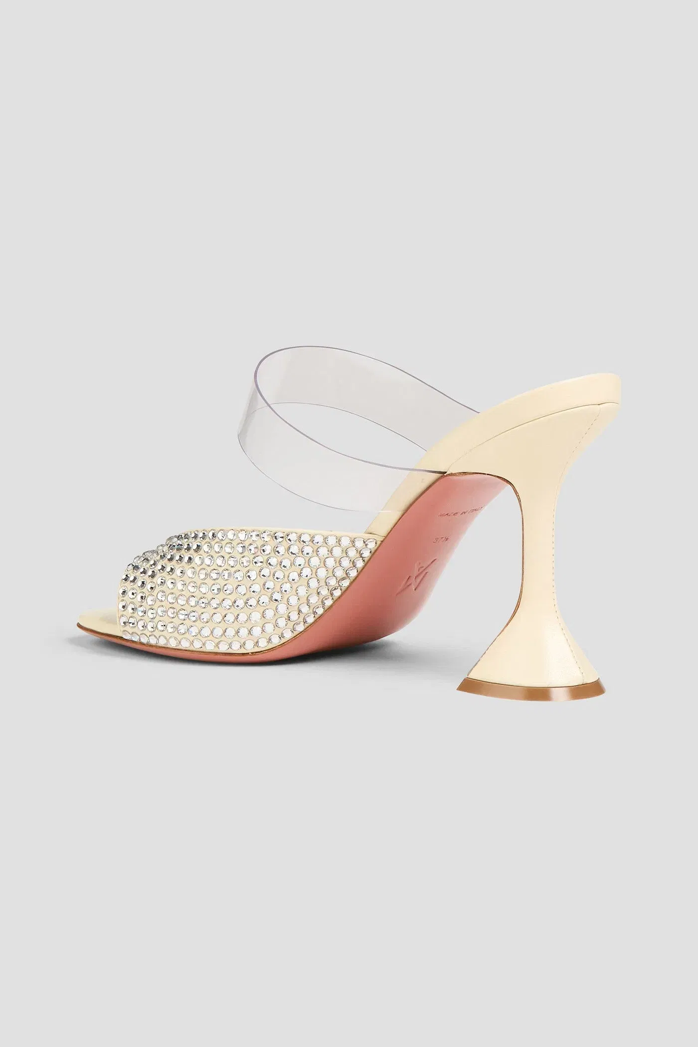 Amina Muaddi Paloma Crystal-Embellished Satin And Pvc Mules Ivory Women's