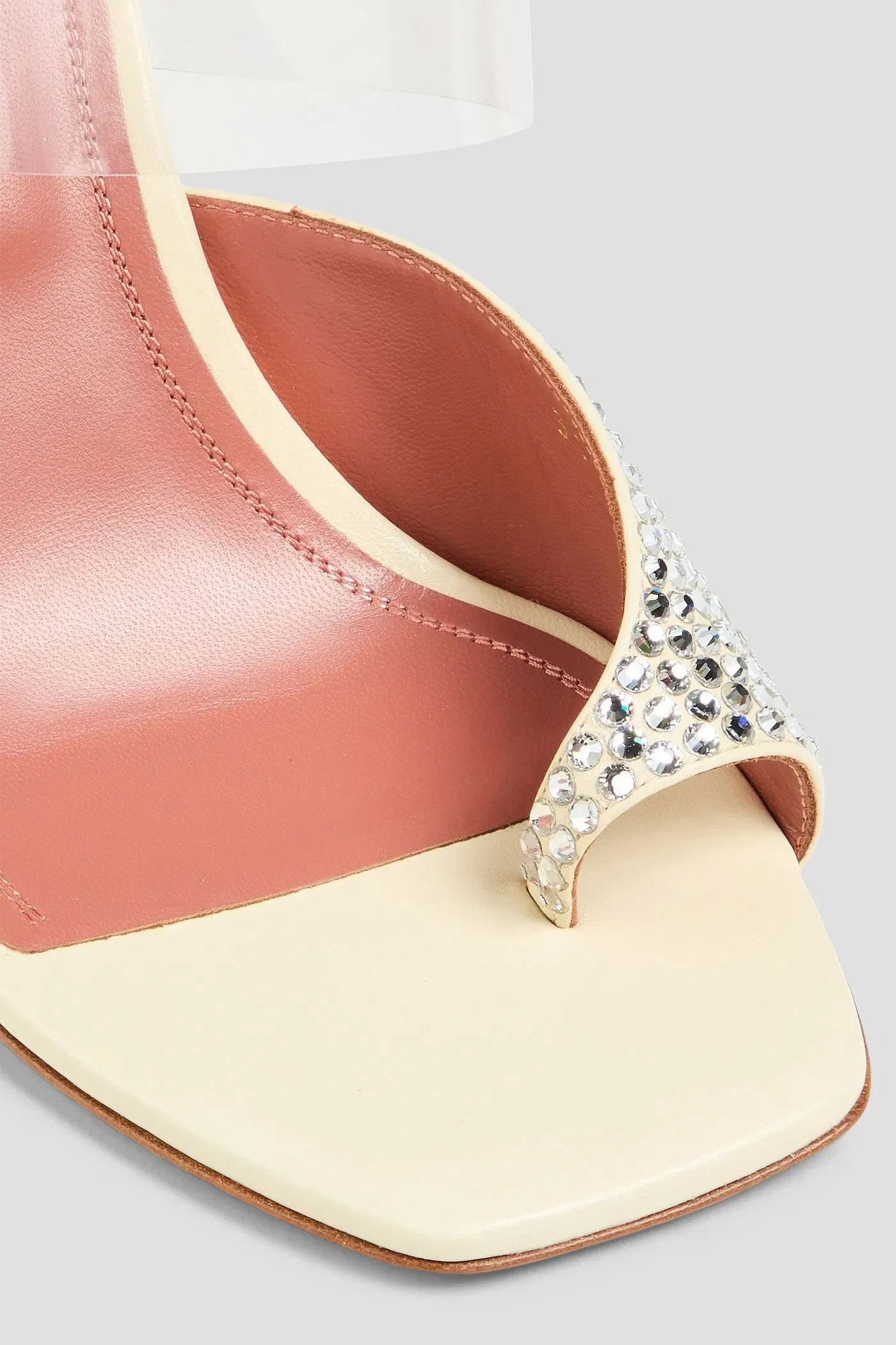 Amina Muaddi Paloma Crystal-Embellished Satin And Pvc Mules Ivory Women's