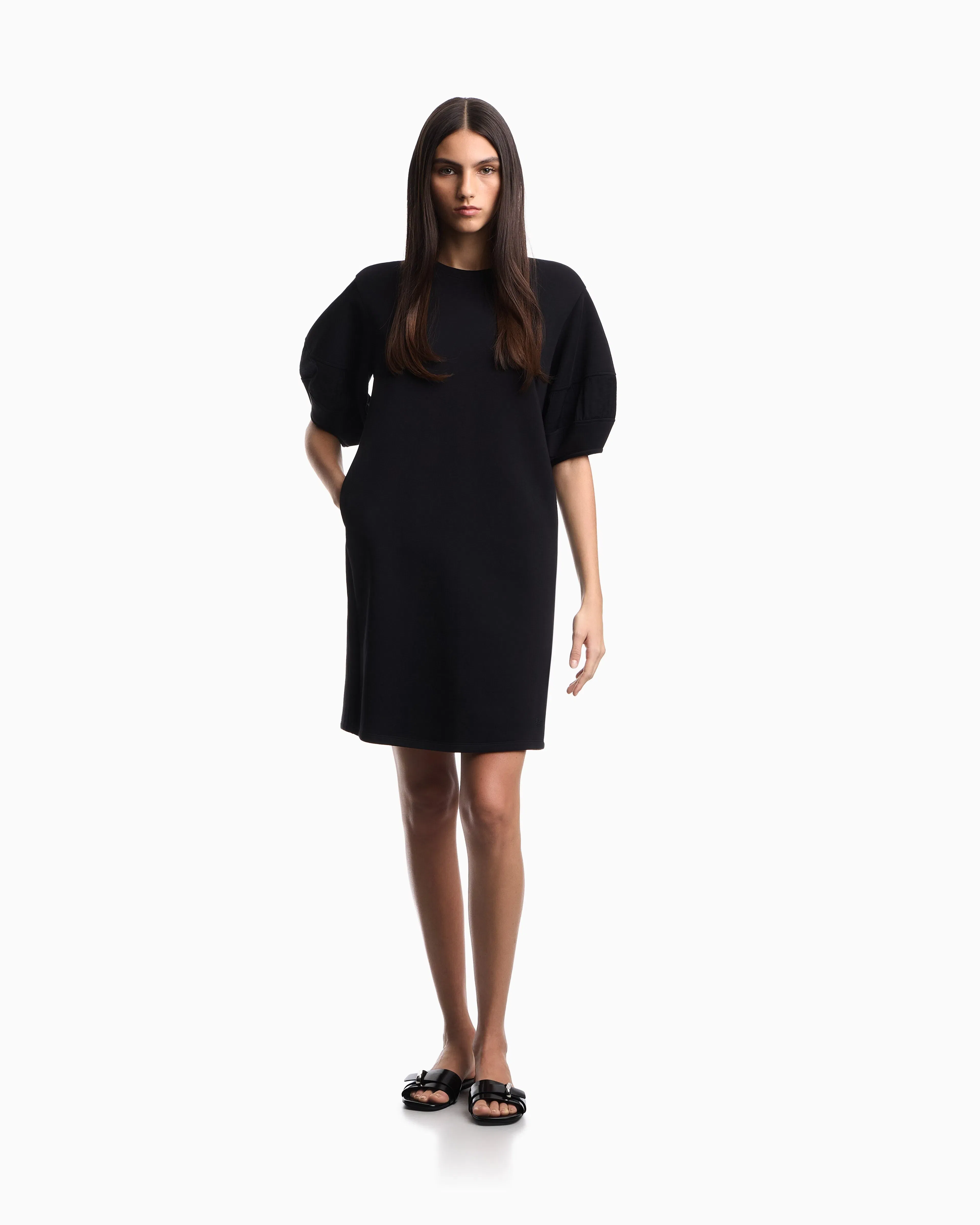 Emporio Armani Stretch double jersey dress with rayon insert