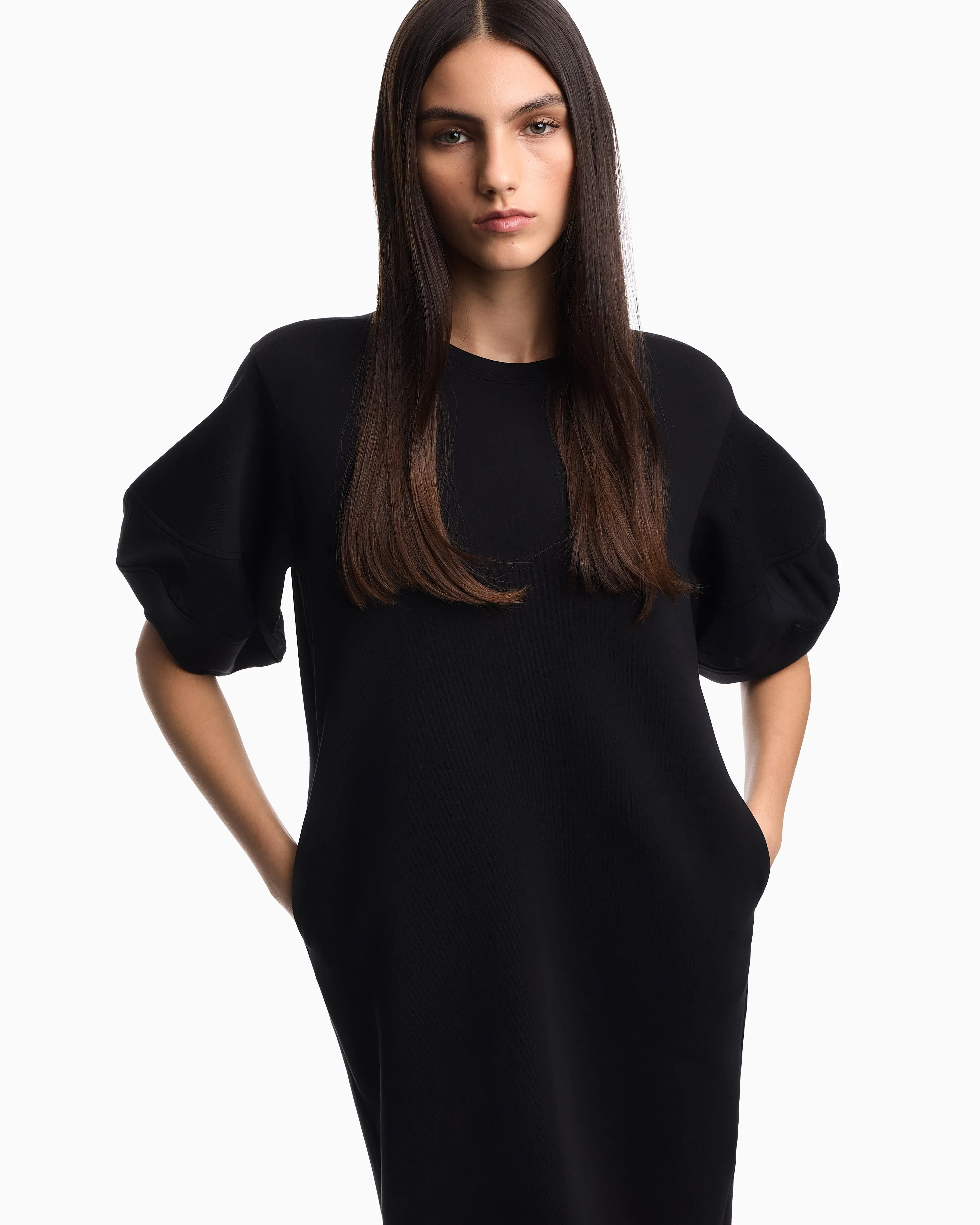 Emporio Armani Stretch double jersey dress with rayon insert