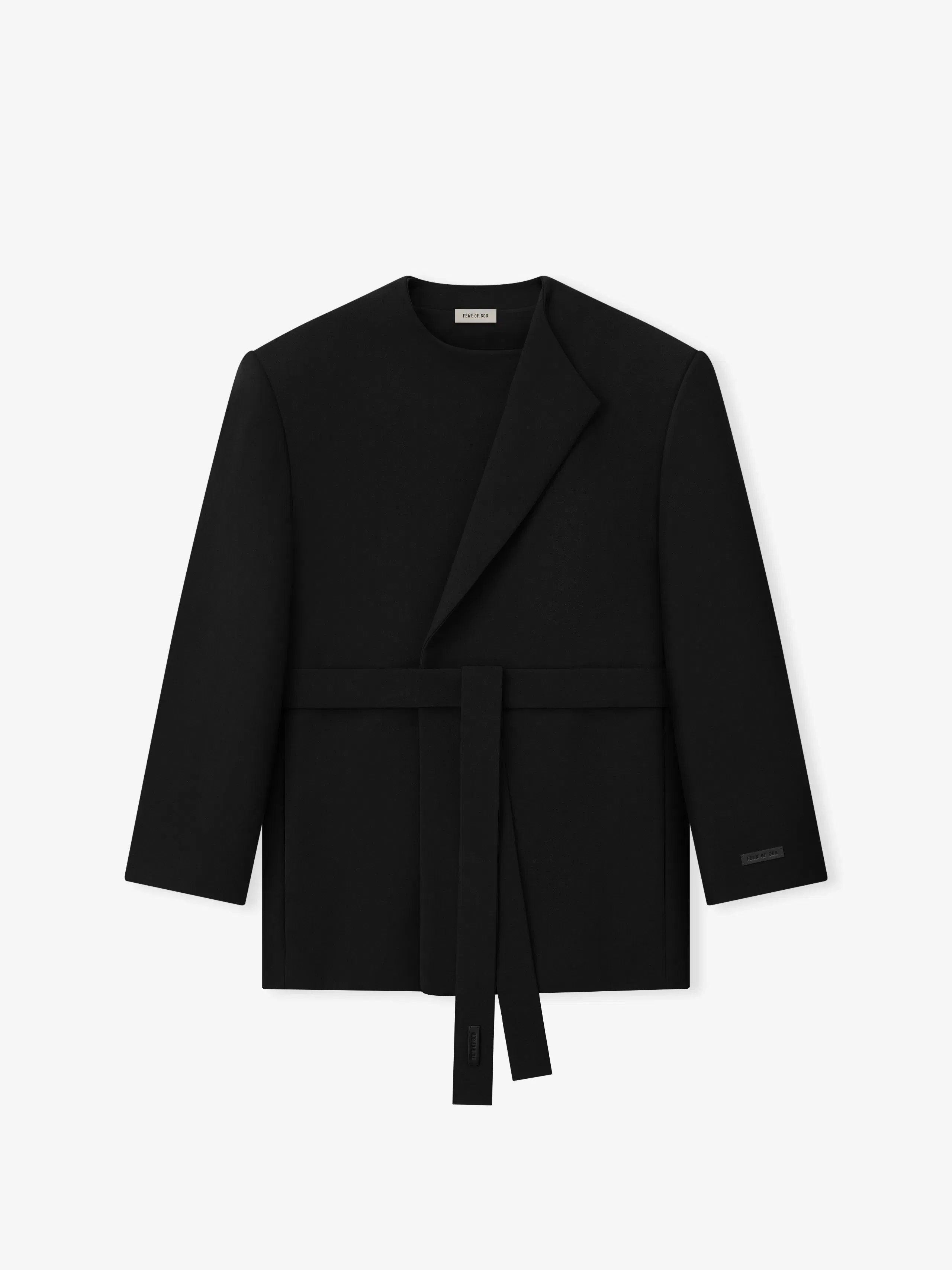 Essentials Double Weave Wool Crewneck Jacket Black