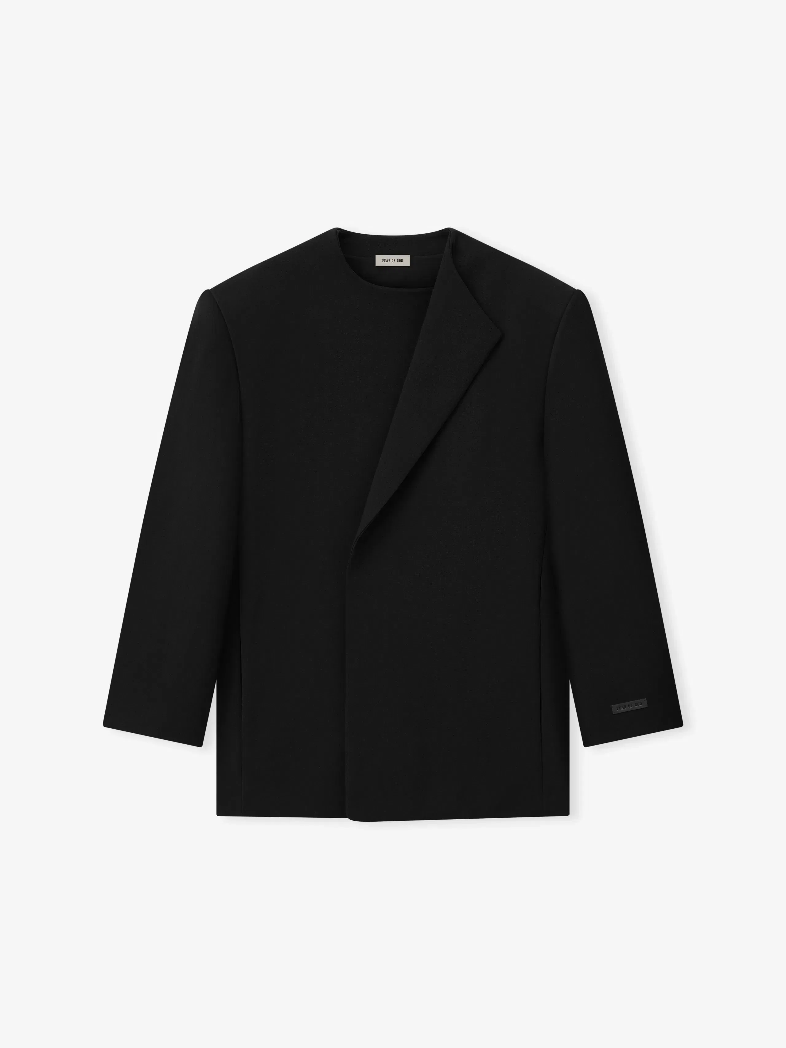 Essentials Double Weave Wool Crewneck Jacket Black