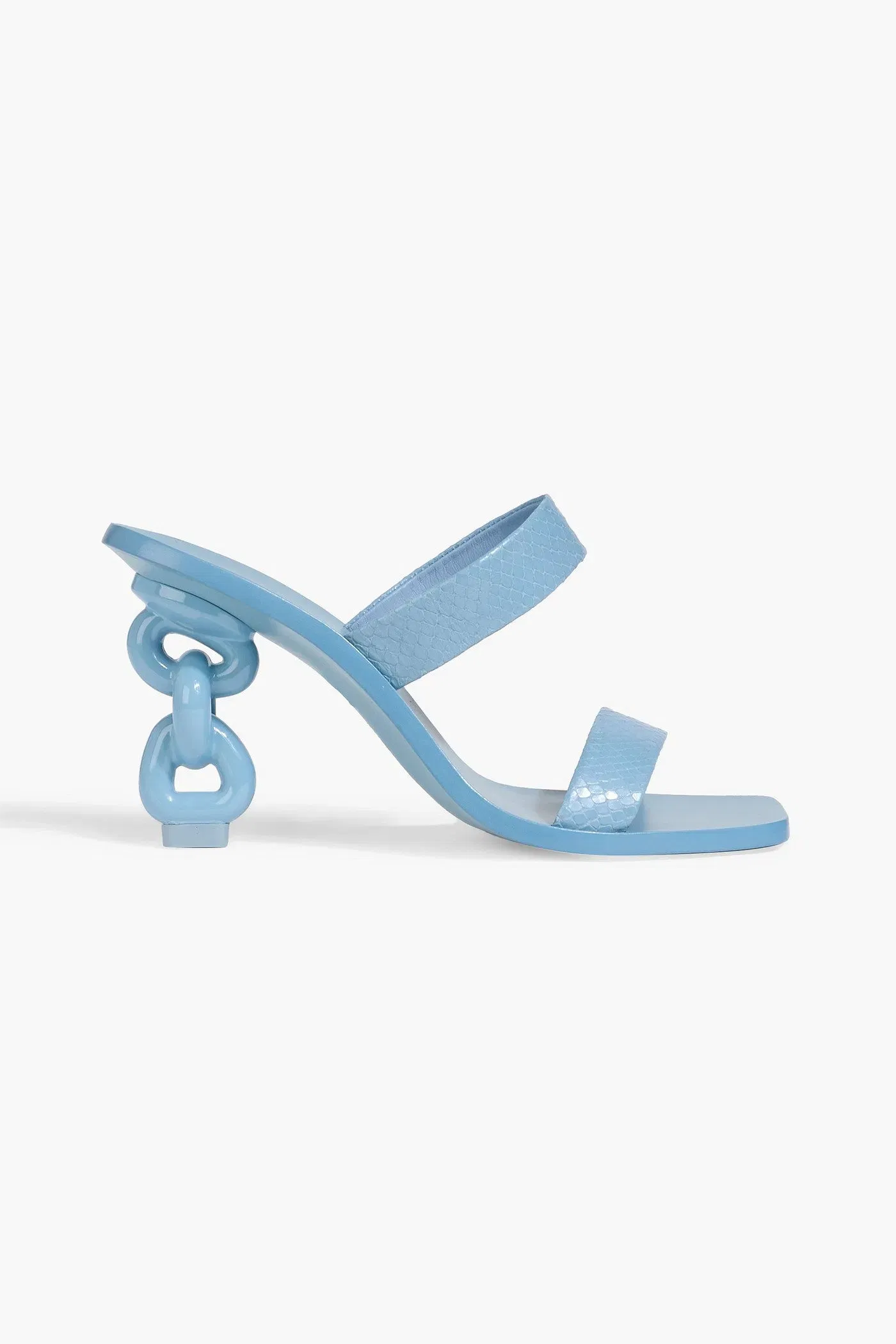 Cult Gaia Vivianne Lizard-Effect Leather Sandals Light Blue Women's