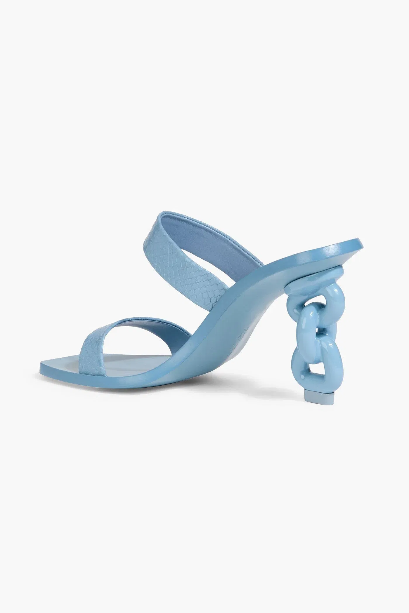Cult Gaia Vivianne Lizard-Effect Leather Sandals Light Blue Women's