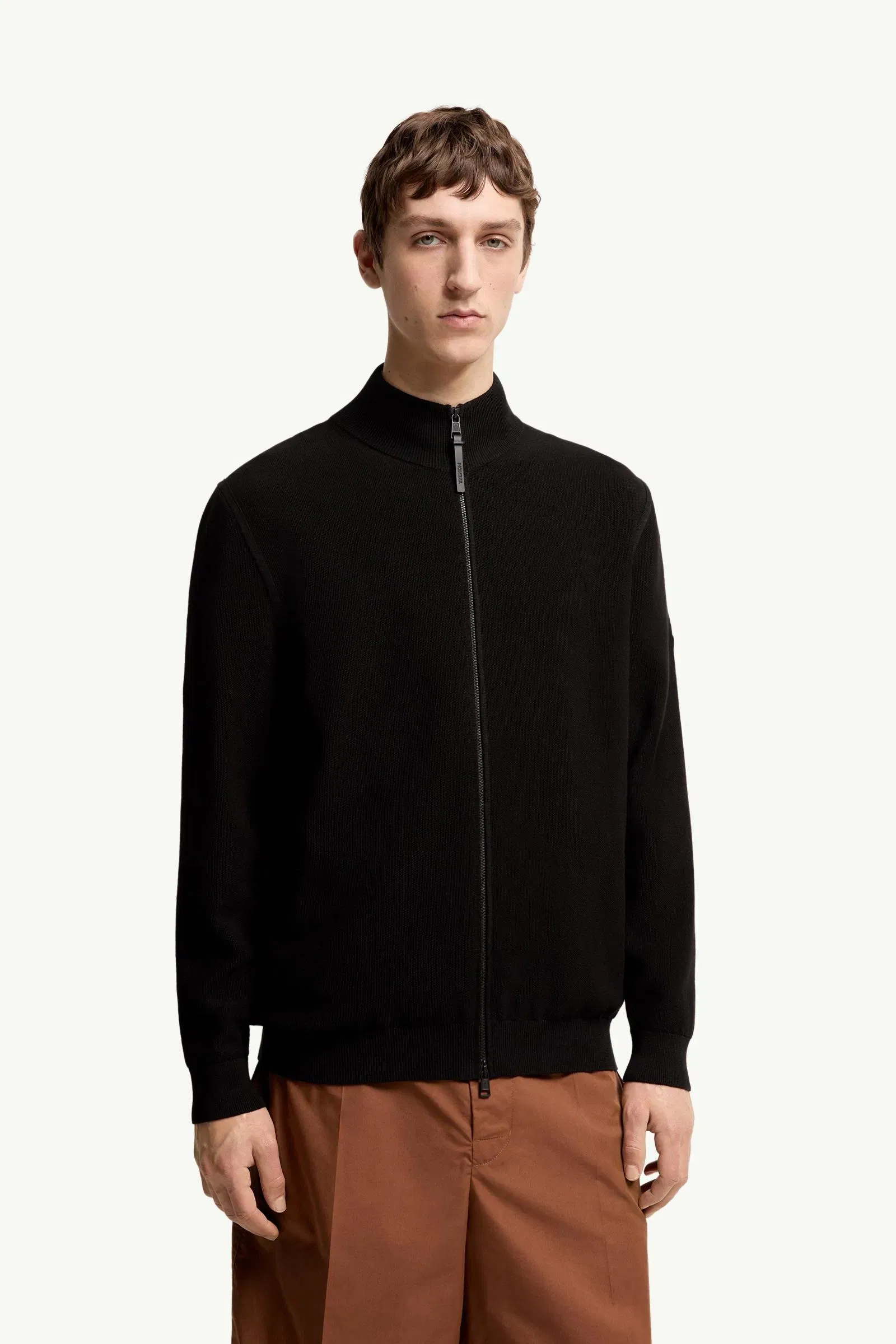 Moncler Cotton Zip-Up Cardigan Black Black