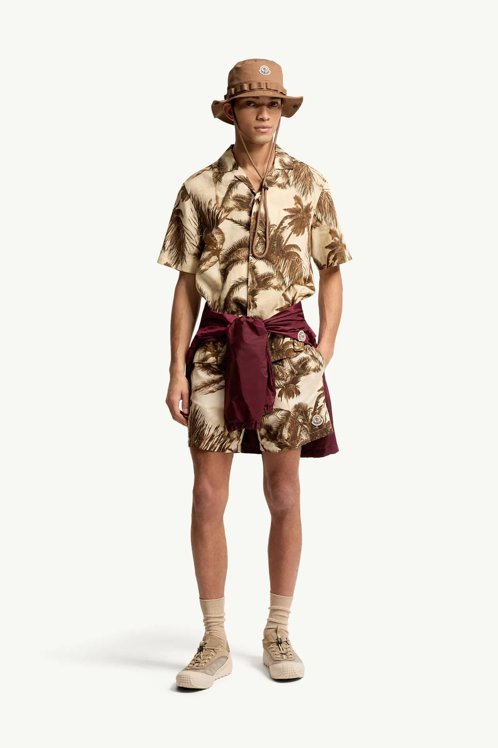 Moncler Patterned Swim Shorts Beige & Green Beige & Green