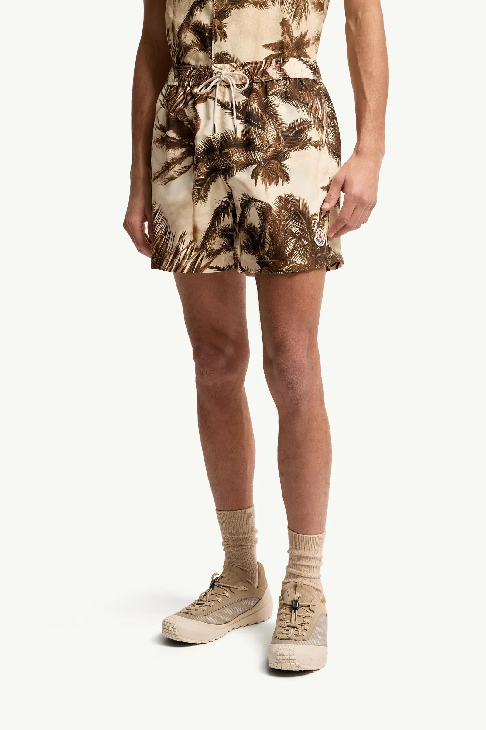 Moncler Patterned Swim Shorts Beige & Green Beige & Green