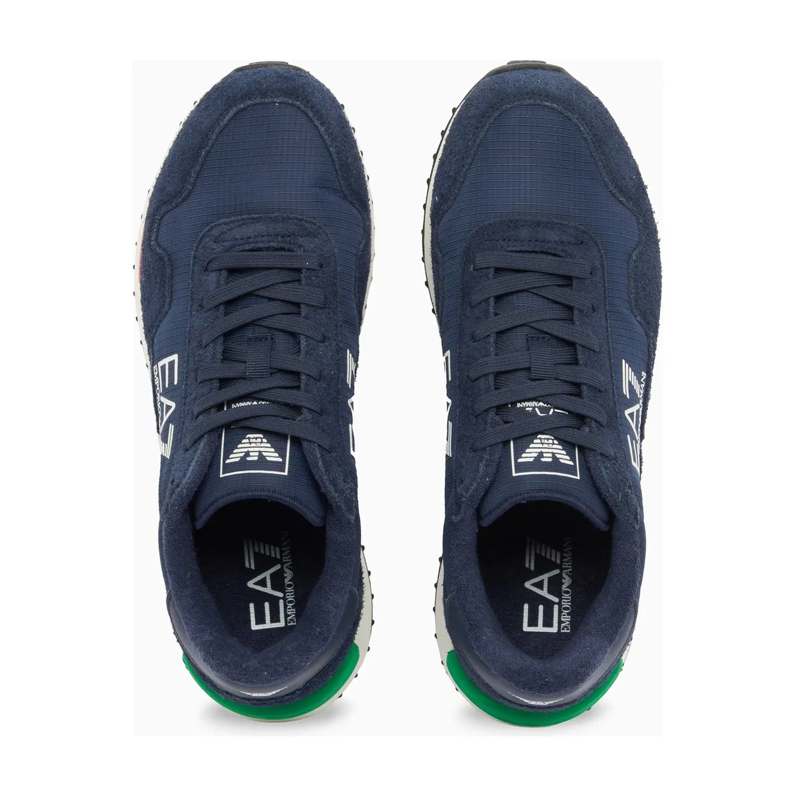 Ea7 Fabric Sneaker With Suede Inserts Vintage Running Blue
