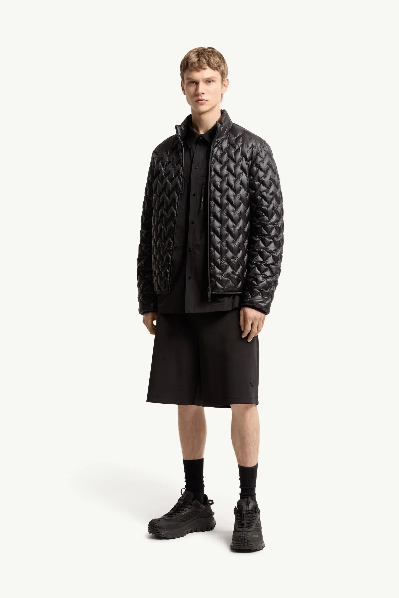 Moncler Interlock Cotton Blend Shorts Black Black
