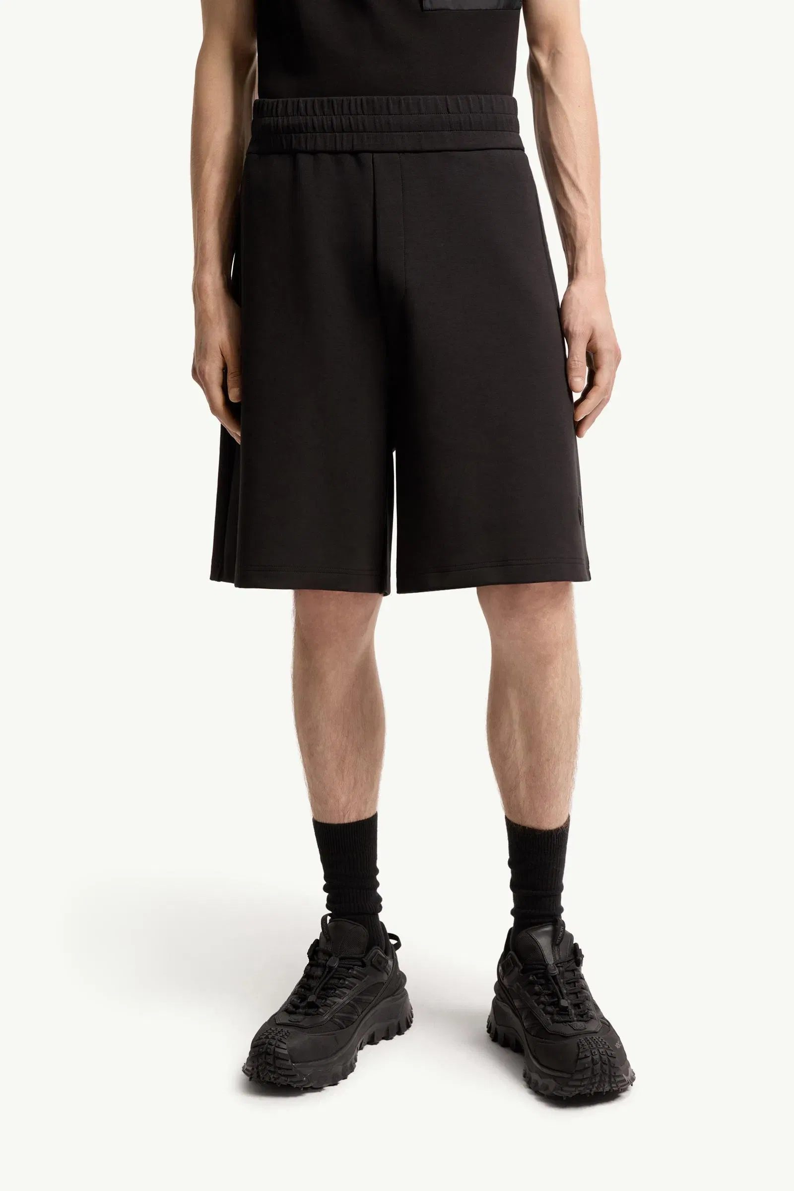 Moncler Interlock Cotton Blend Shorts Black Black