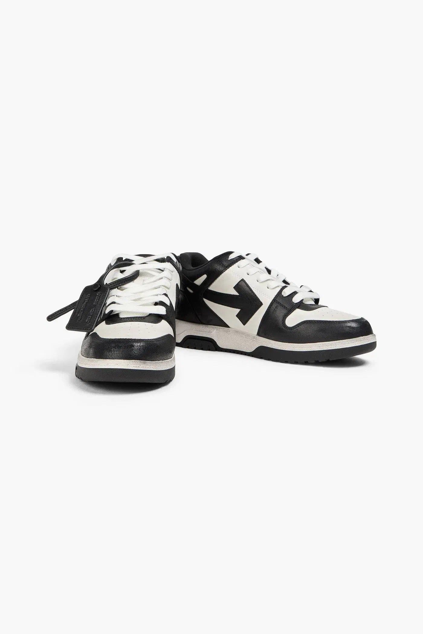 Off-White Out Of Office Distressed Leather Sneakers Black