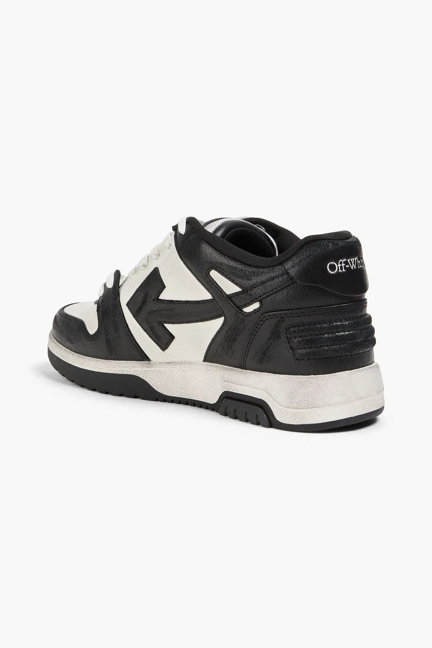 Off-White Out Of Office Distressed Leather Sneakers Black