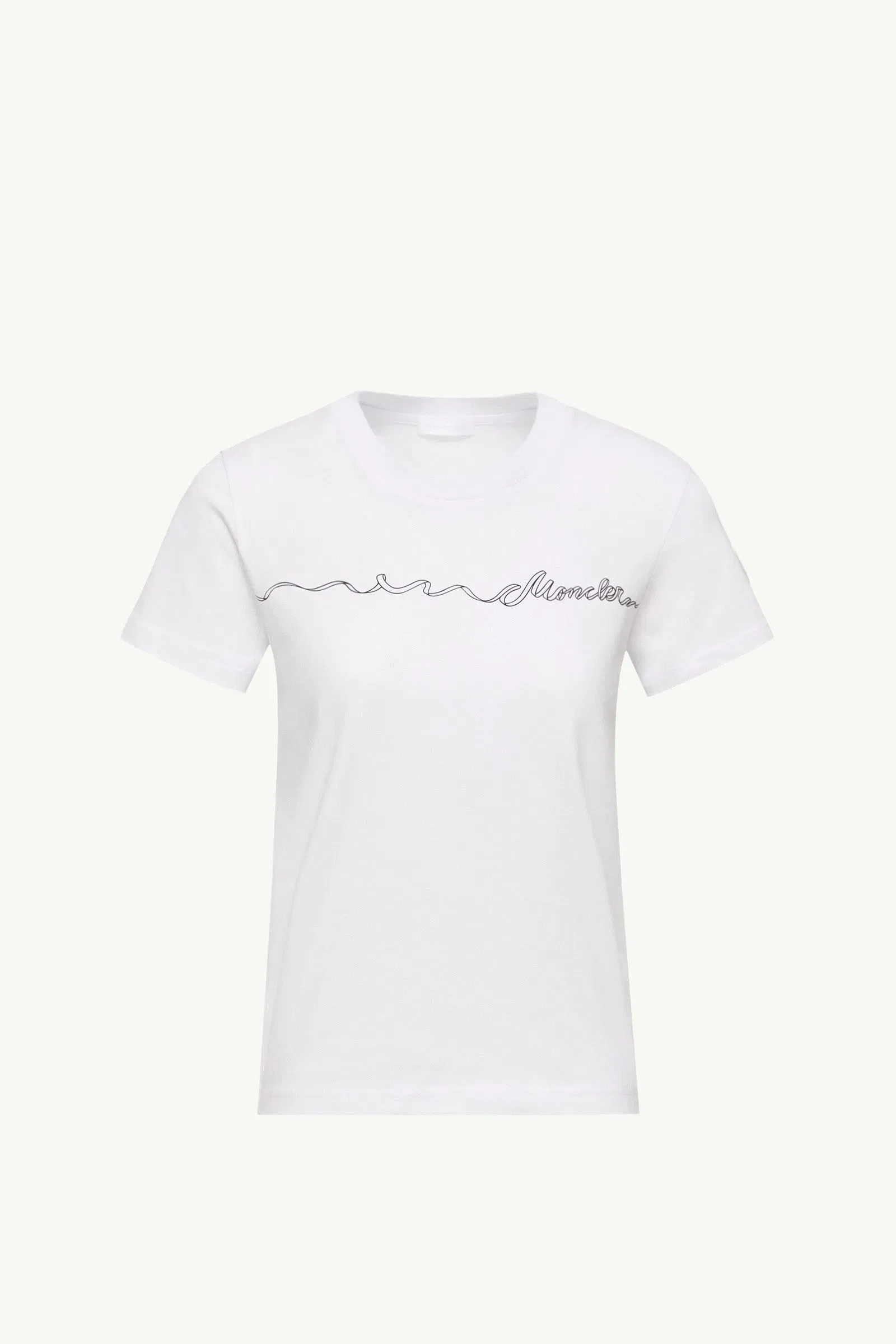 Moncler Ribbon Logo Cotton T-Shirt White White
