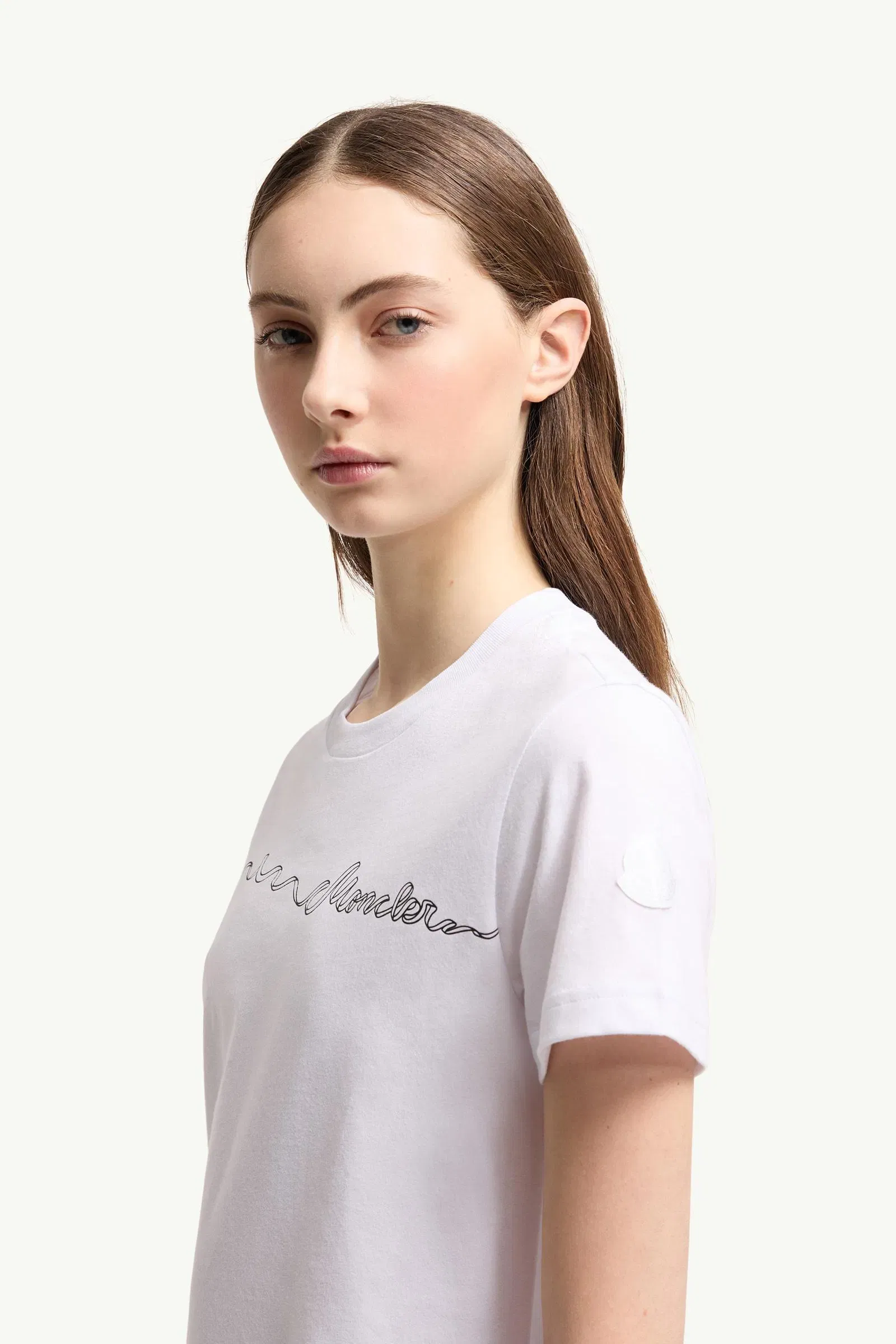 Moncler Ribbon Logo Cotton T-Shirt White White
