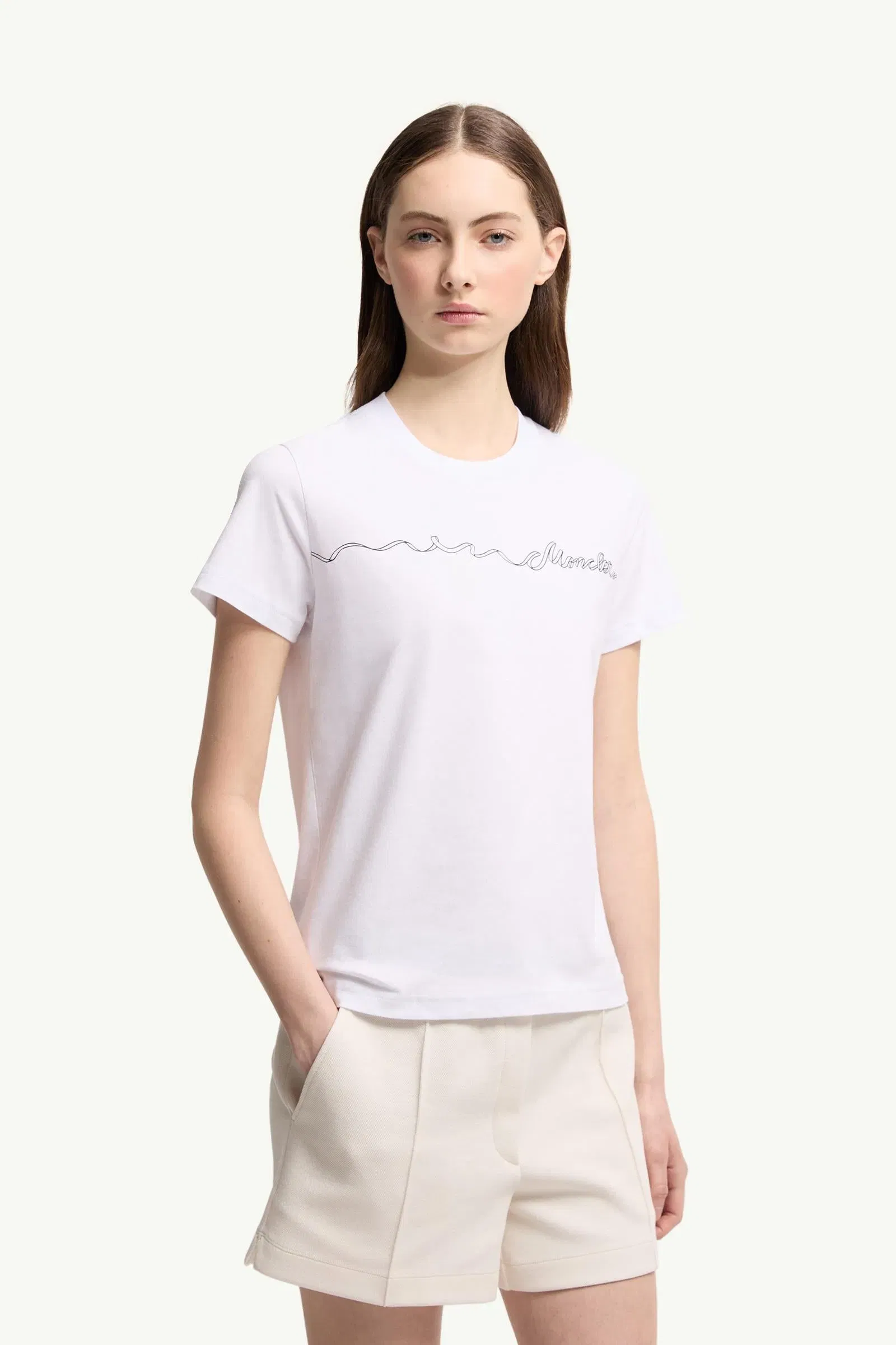 Moncler Ribbon Logo Cotton T-Shirt White White