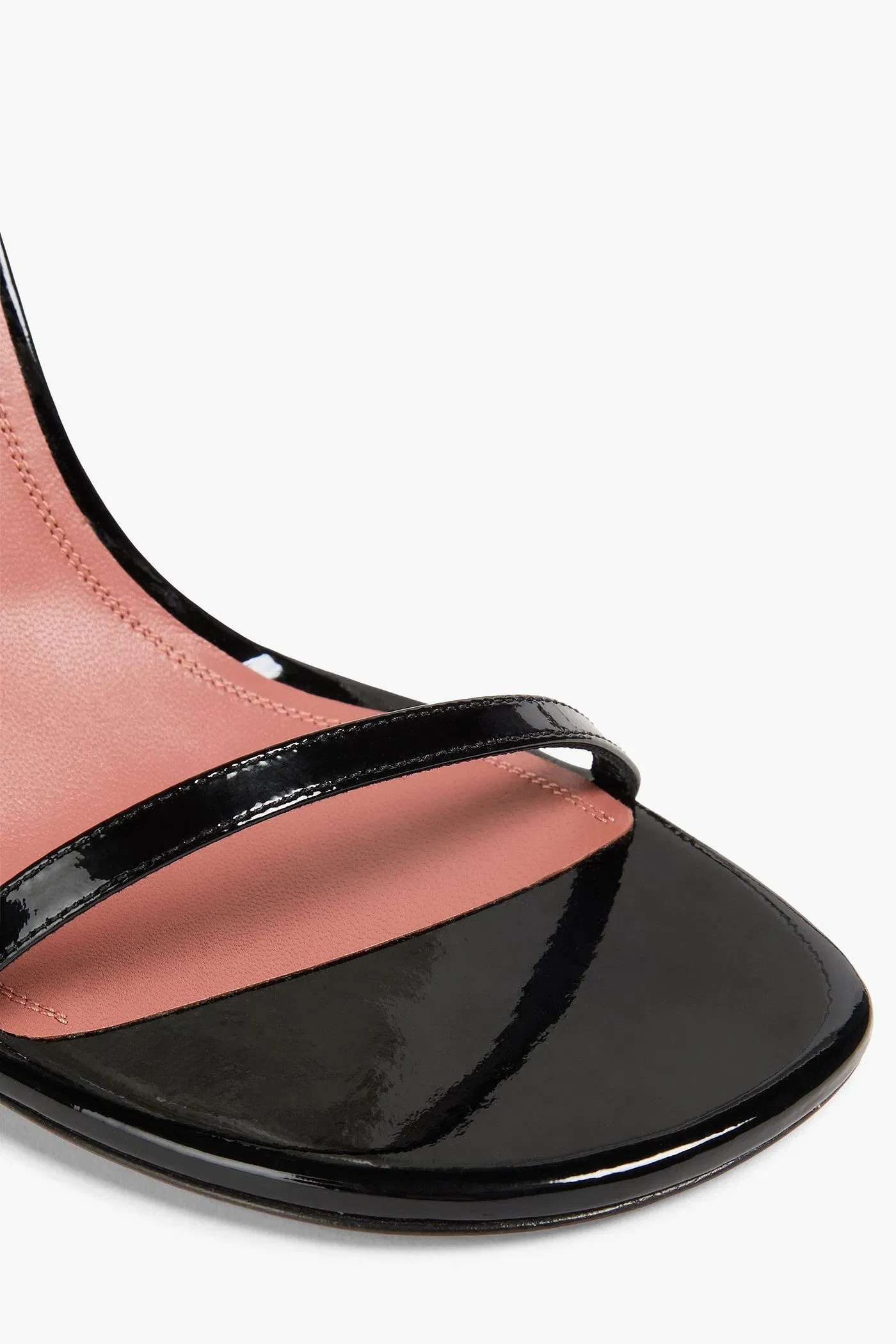 Amina Muaddi Giorgia Crystal-Embellished Patent-Leather Sandals Black Women's