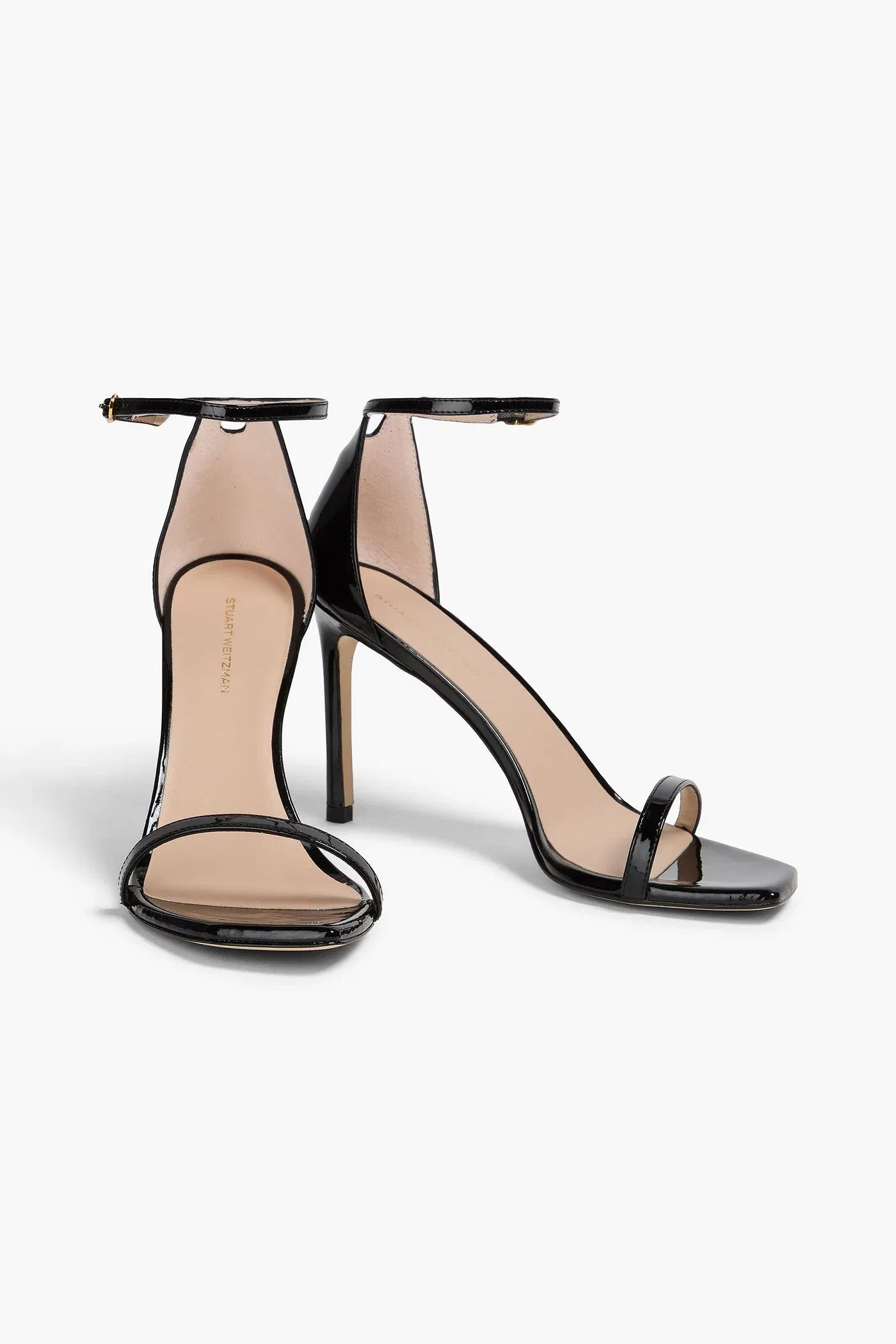 Stuart Weitzman Amelina 95 Patent-Leather Sandals Black Women's