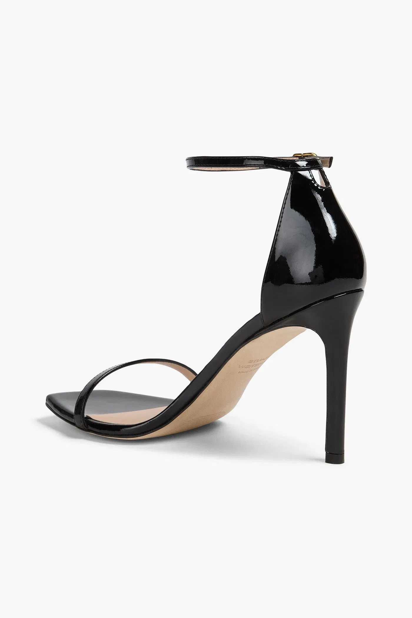 Stuart Weitzman Amelina 95 Patent-Leather Sandals Black Women's