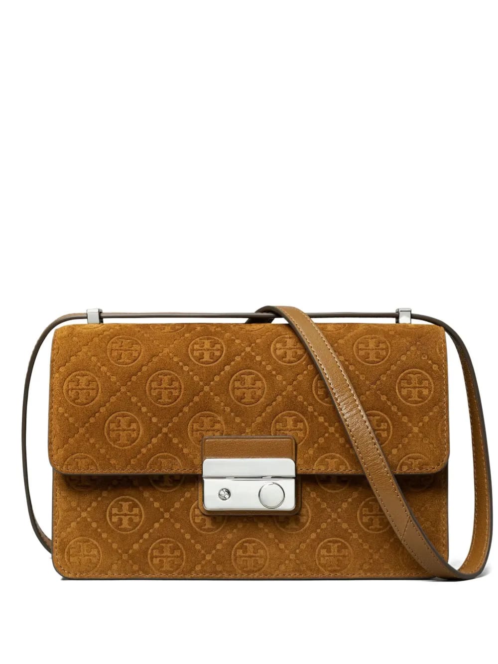 monogram suede shoulder bag