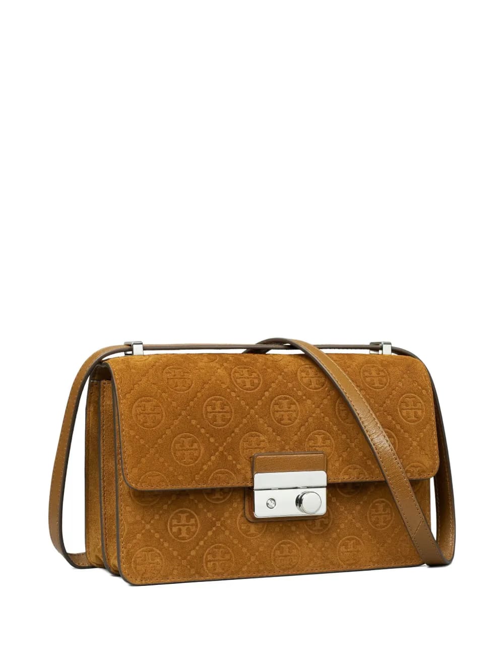monogram suede shoulder bag