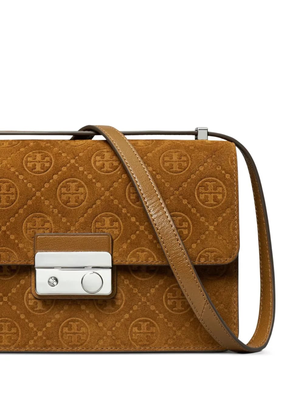 monogram suede shoulder bag