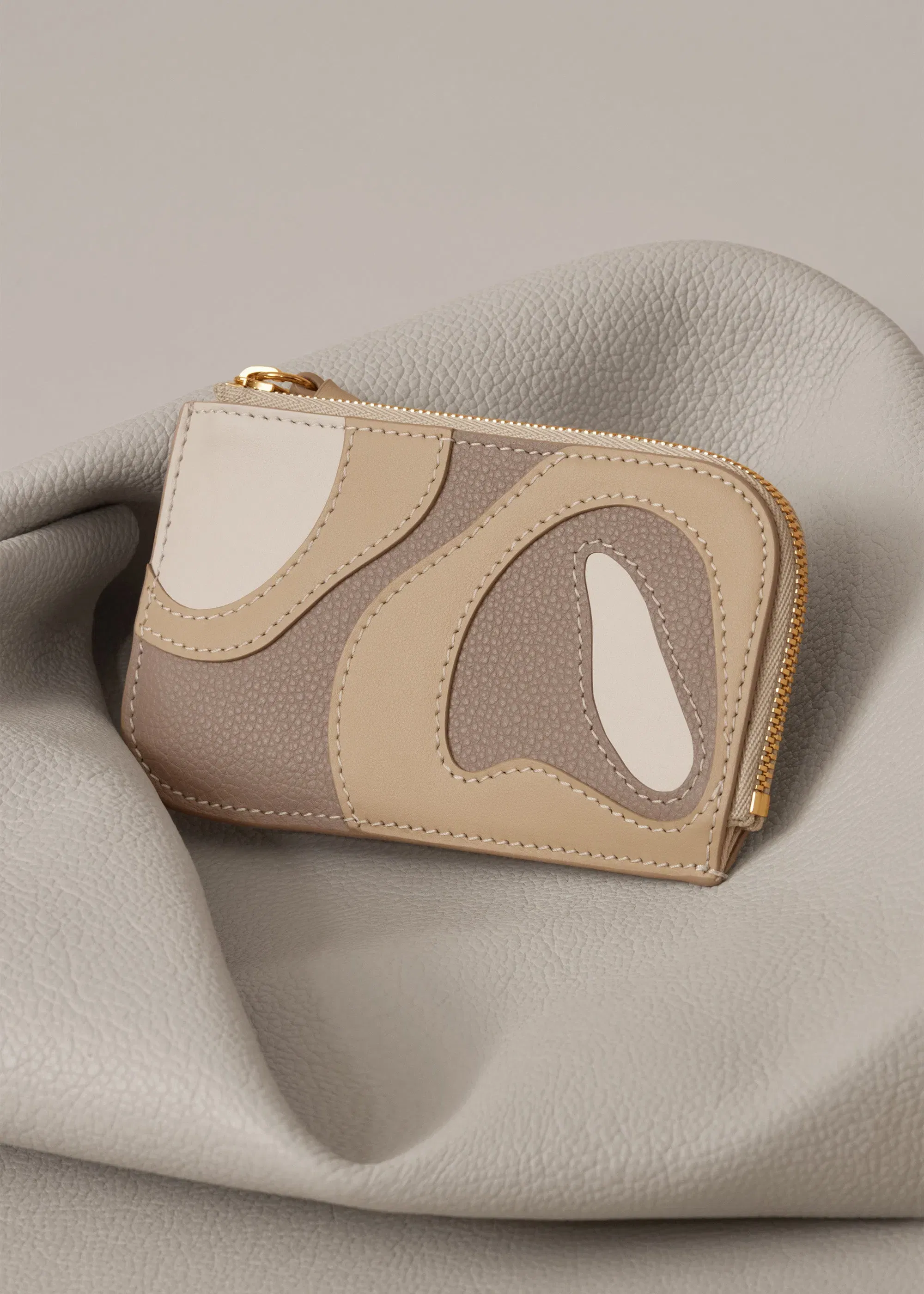 Polene Atla Card Holder Trio Taupe