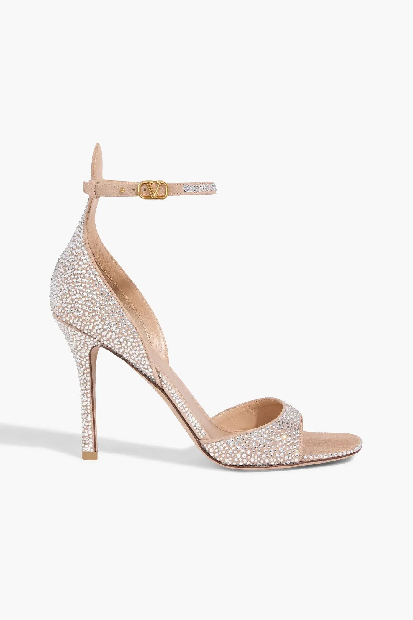 Valentino Garavani Crystal-Embellished Suede Sandals Neutral Women's