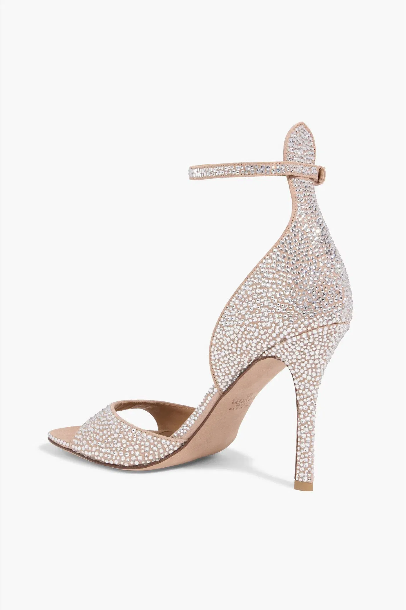 Valentino Garavani Crystal-Embellished Suede Sandals Neutral Women's