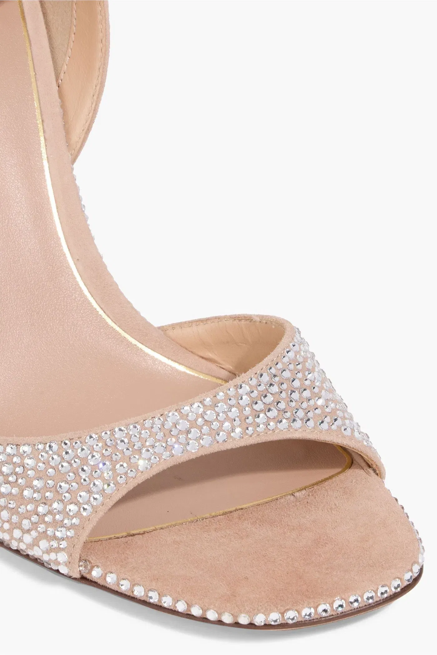 Valentino Garavani Crystal-Embellished Suede Sandals Neutral Women's