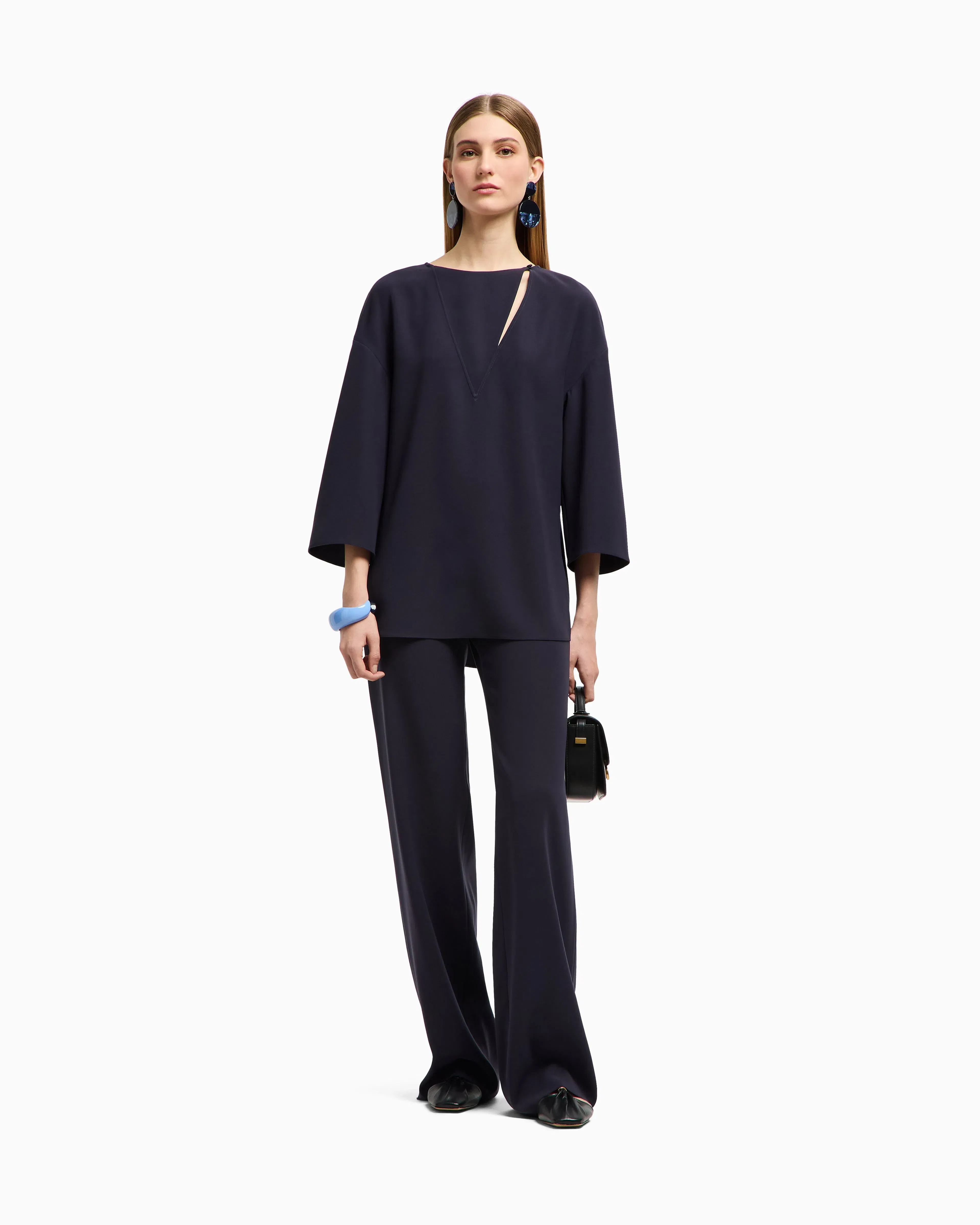 Emporio Armani Techno cady palazzo trousers