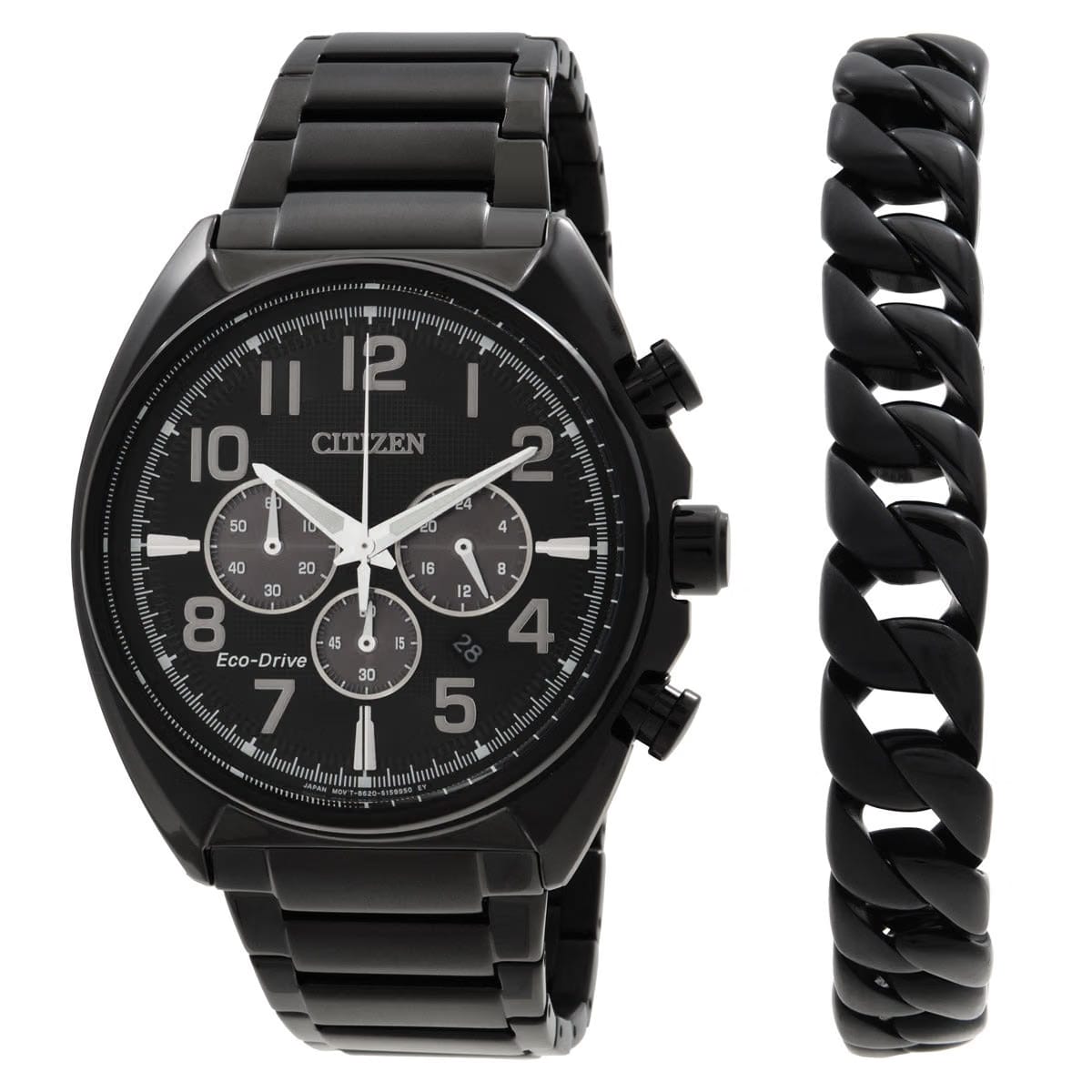 Citizen Chronograph Black Dial Mens Watch And Bracelet Box Set
