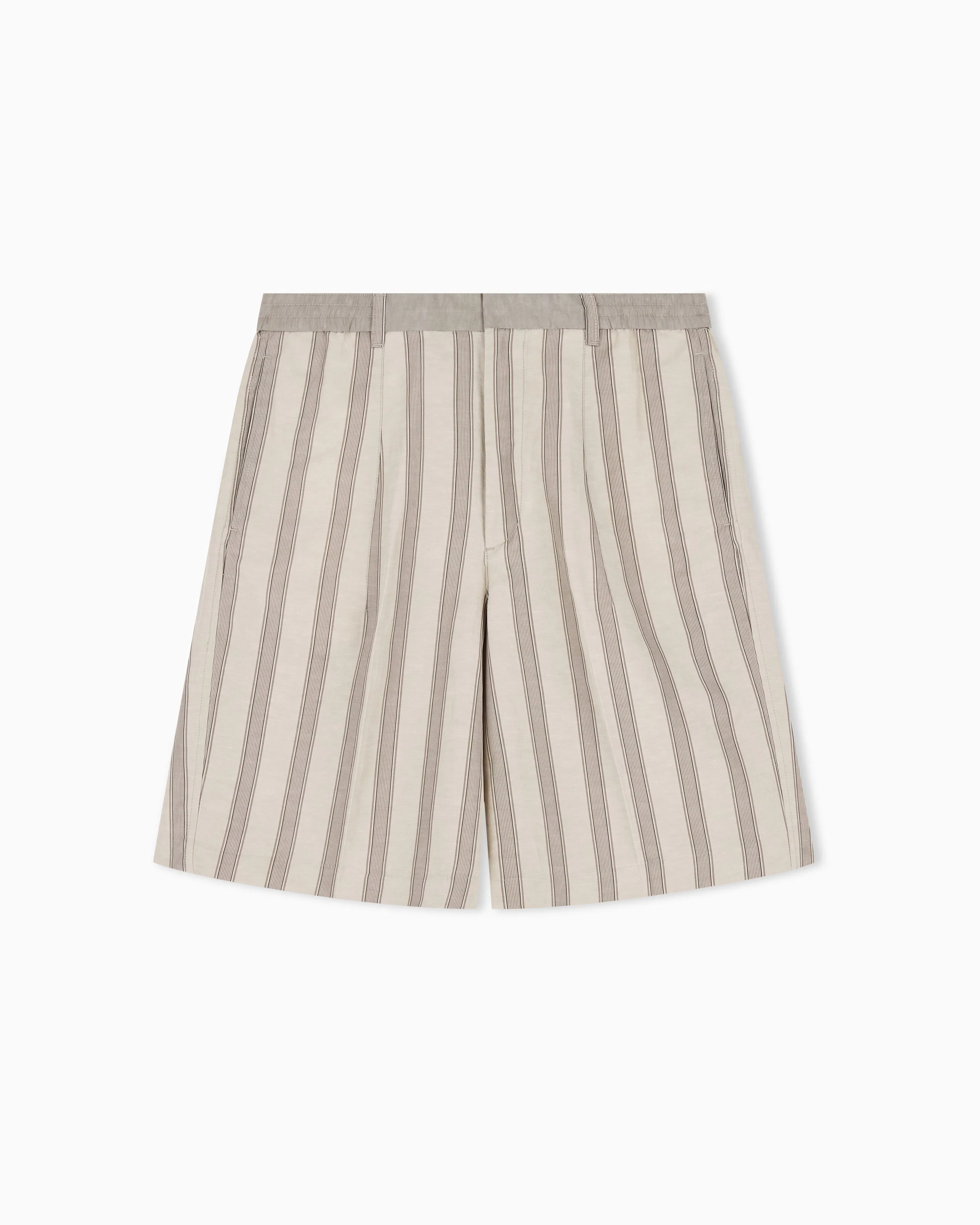 Emporio Armani Linen-blend Bermuda shorts with all-over pattern