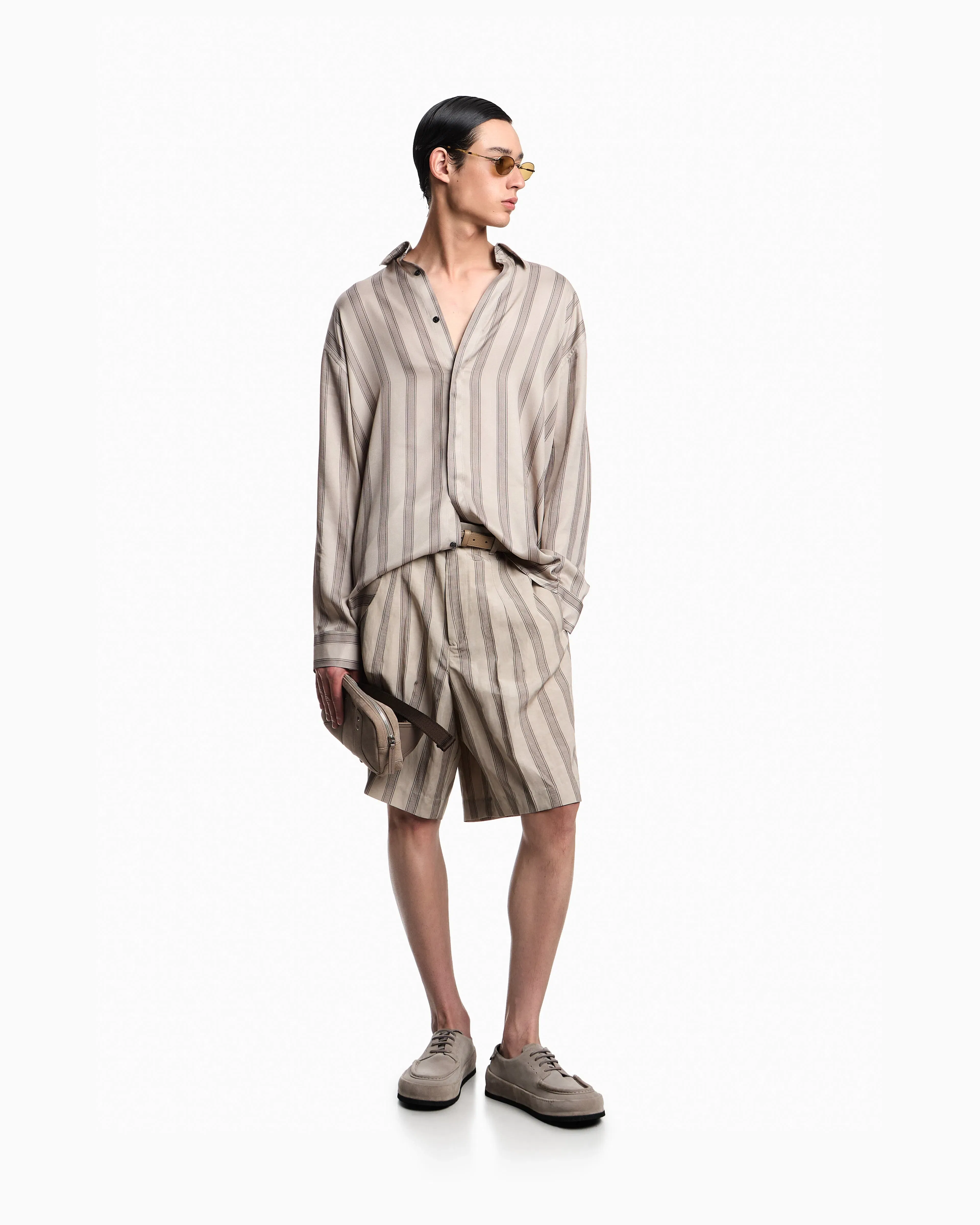 Emporio Armani Linen-blend Bermuda shorts with all-over pattern