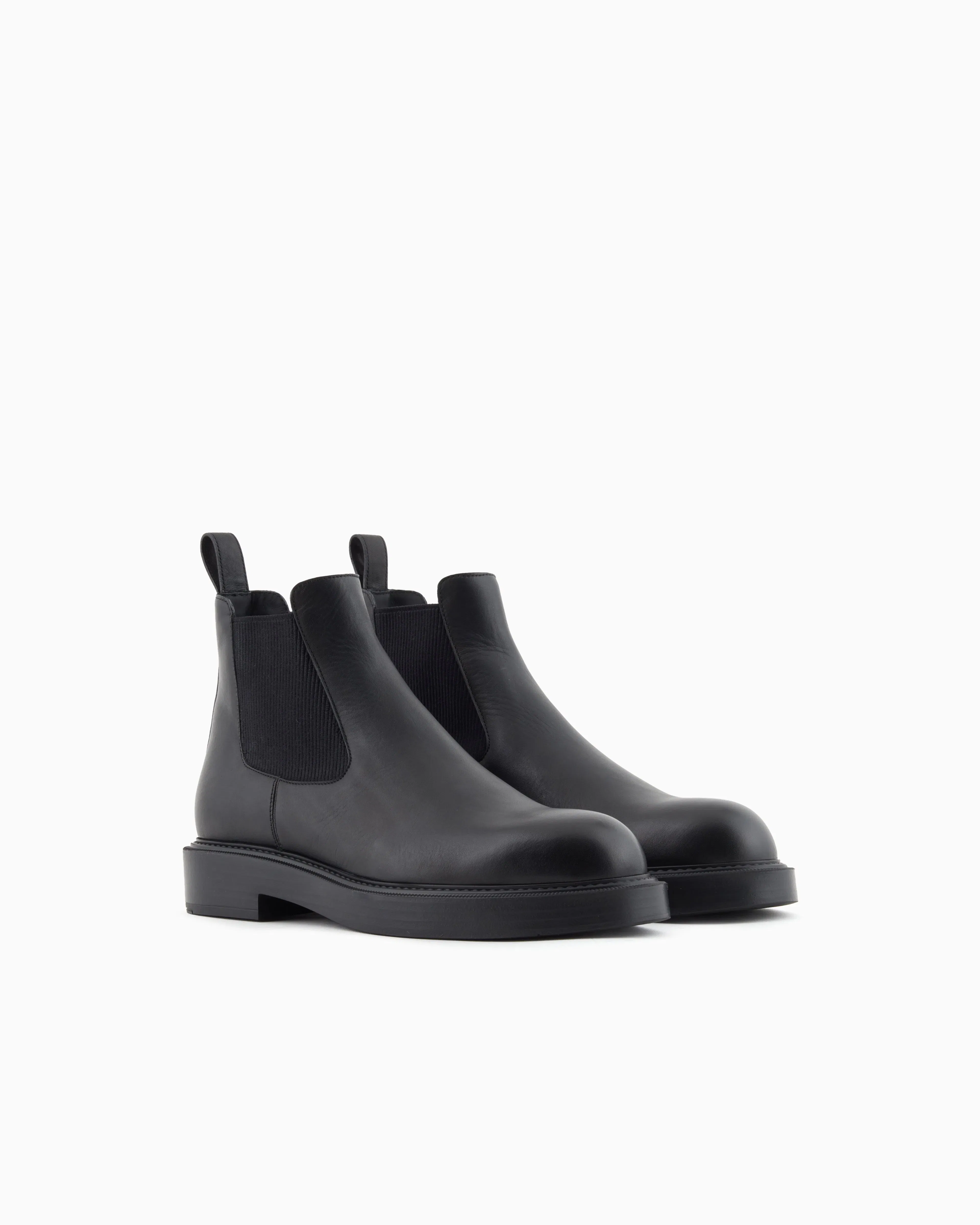 Emporio Armani Dappled Leather Beatle Boots Black